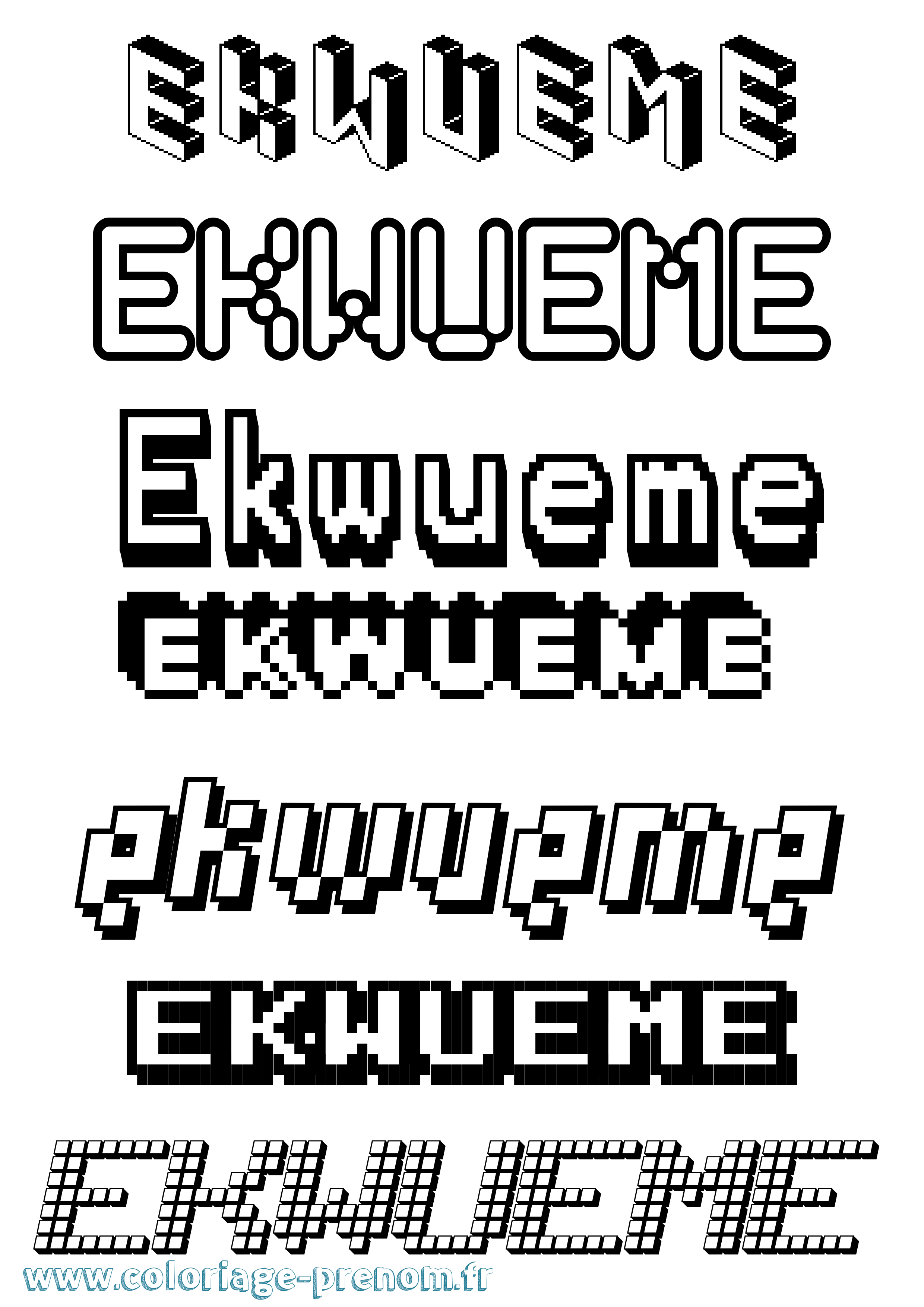 Coloriage Ekwueme Pixel Coloriage prénom Ekwueme Pixel
