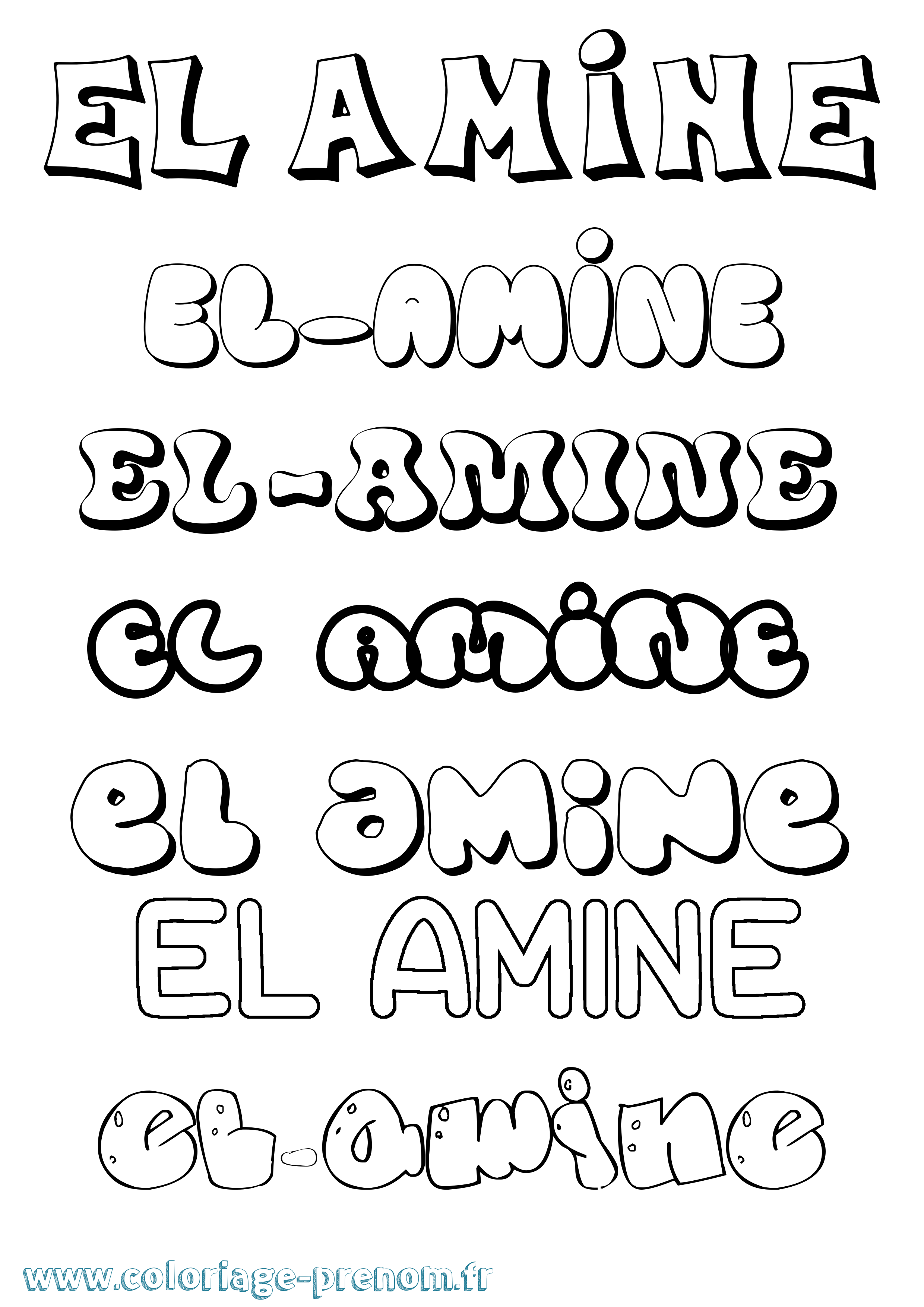 Coloriage El-Amine Bubble Coloriage prénom El-Amine Bubble