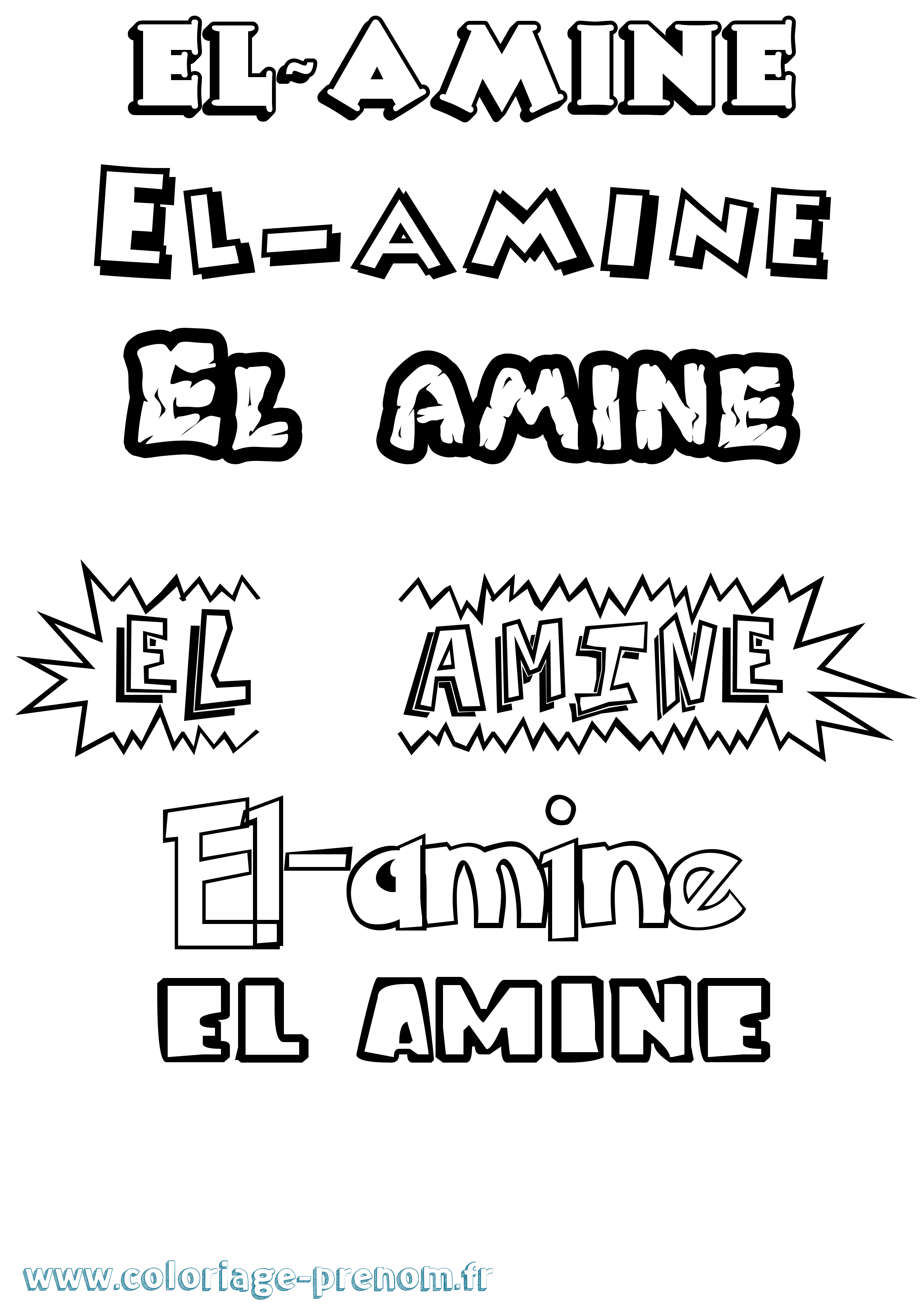 Coloriage El-Amine Dessin Animé Coloriage prénom El-Amine Dessin Animé