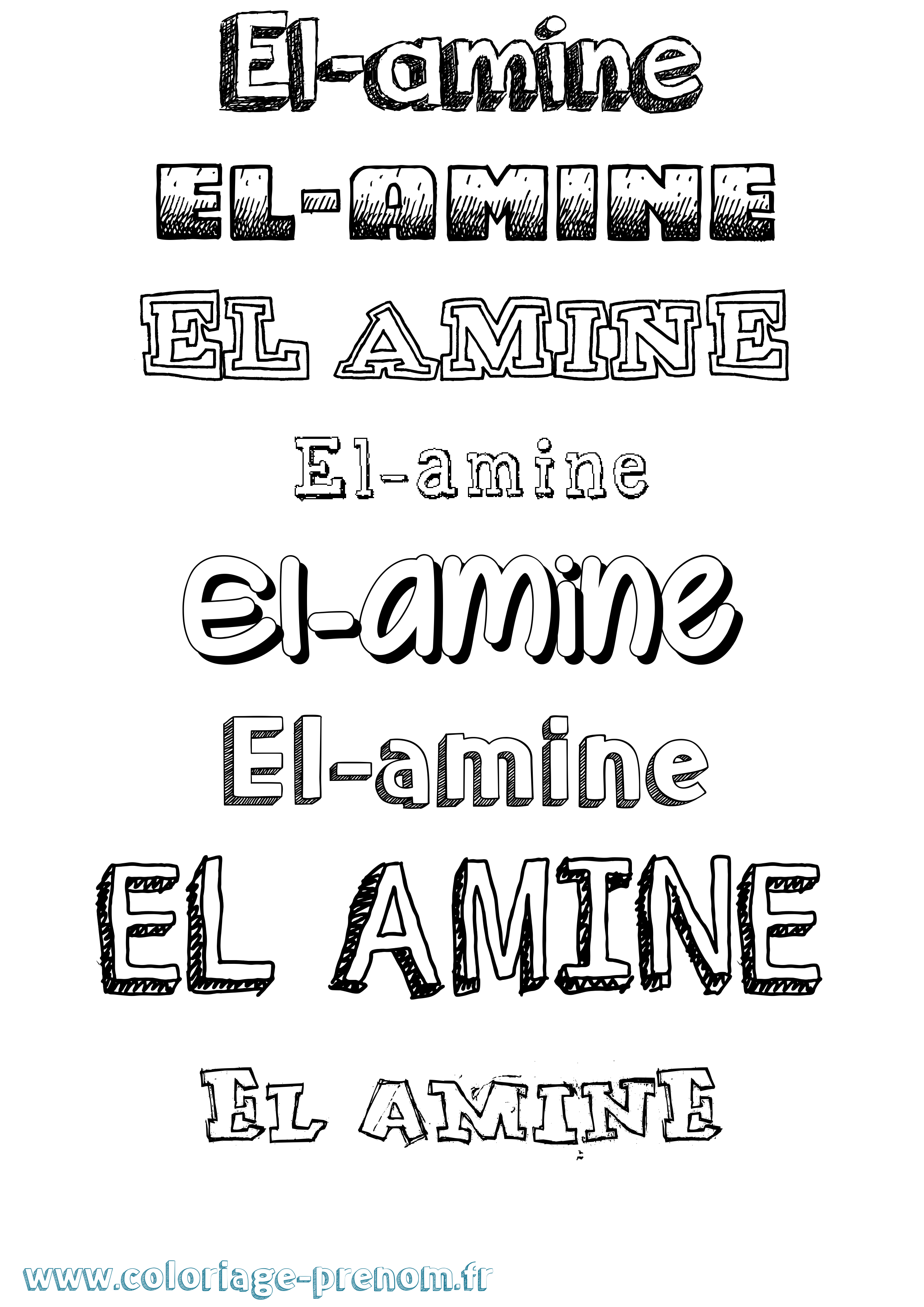 Coloriage El-Amine Dessiné Coloriage prénom El-Amine Dessiné
