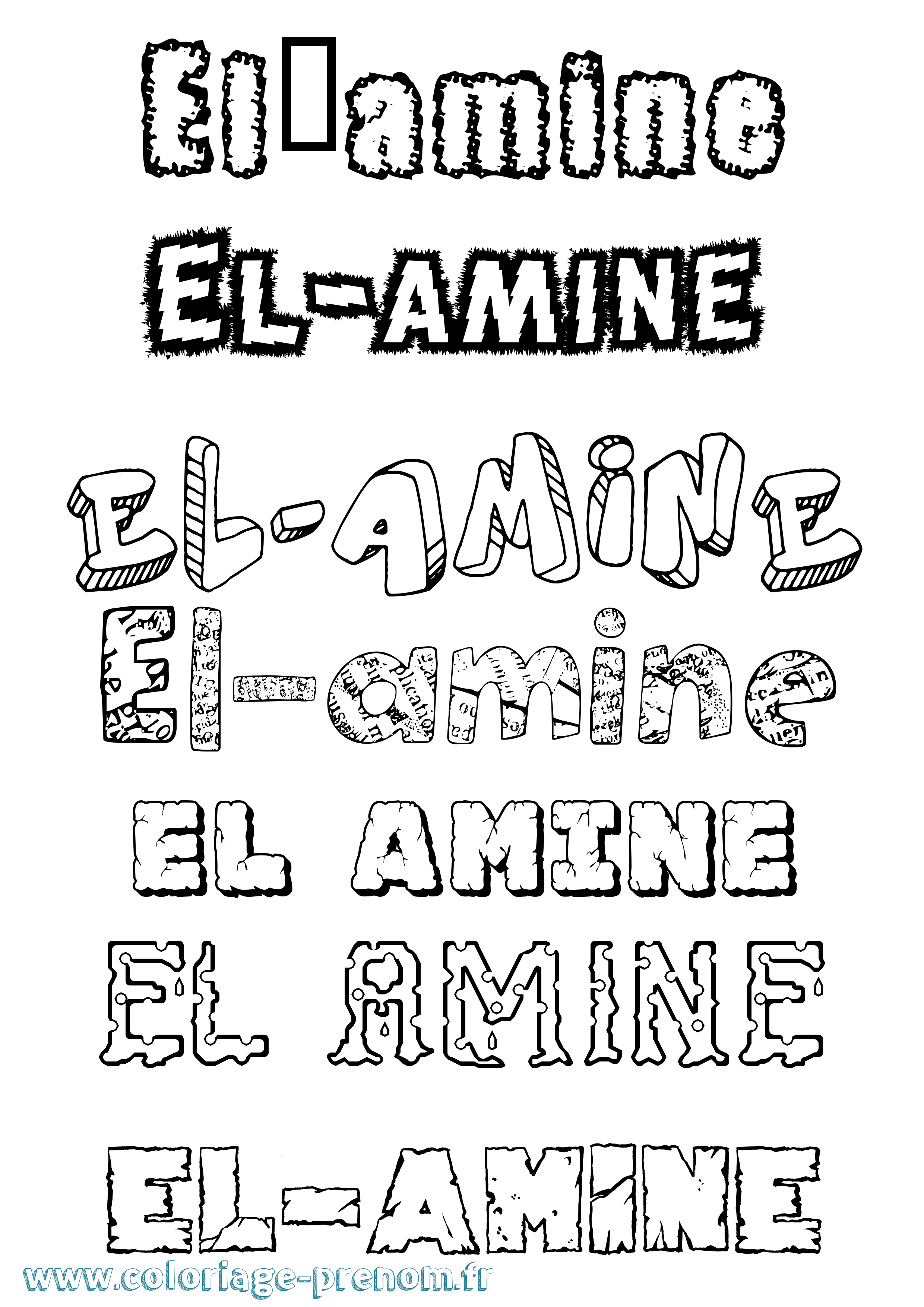 Coloriage El-Amine Destructuré Coloriage prénom El-Amine Destructuré