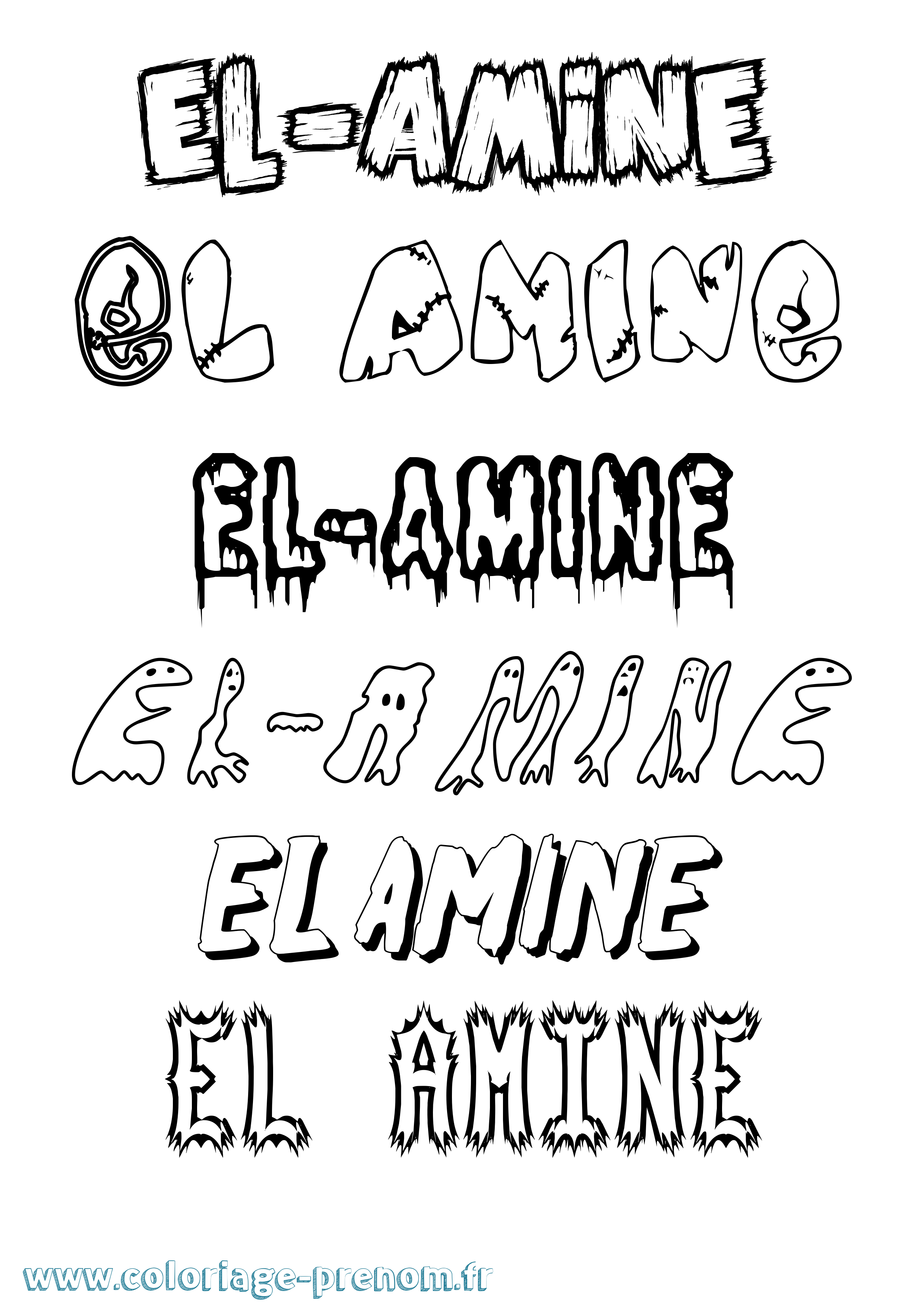 Coloriage El-Amine Frisson Coloriage prénom El-Amine Frisson