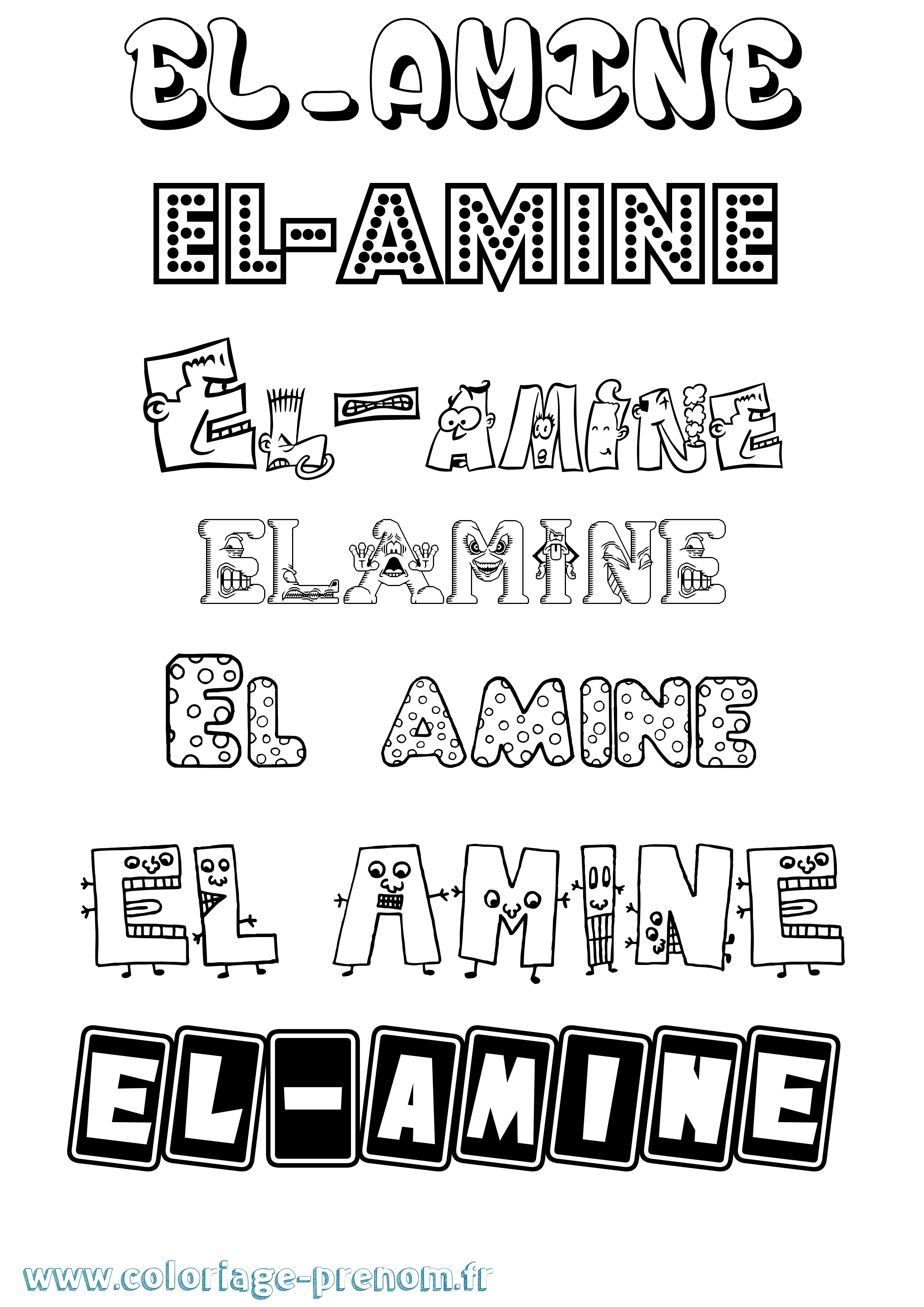 Coloriage El-Amine Fun Coloriage prénom El-Amine Fun