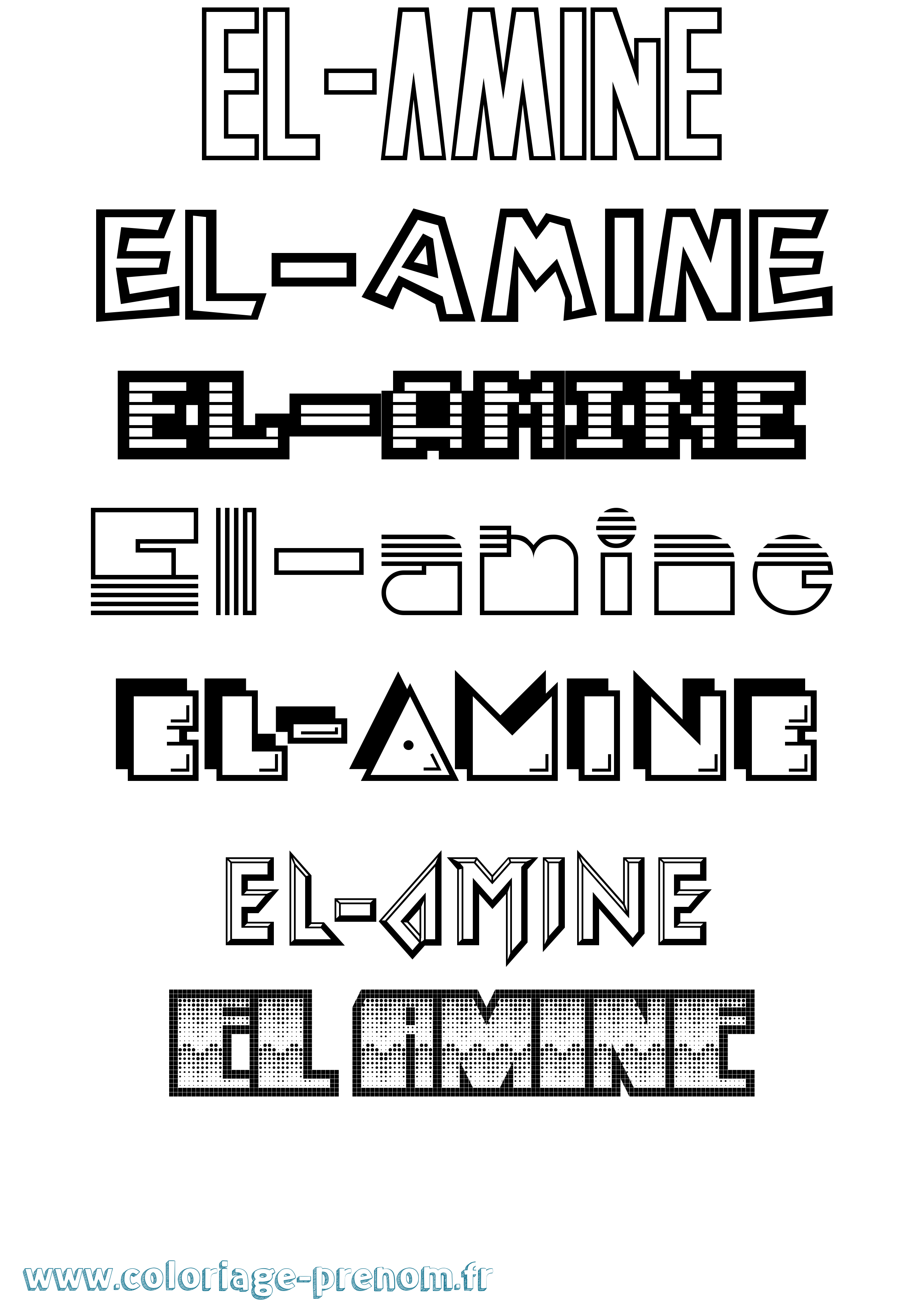 Coloriage El-Amine Jeux Vidéos Coloriage prénom El-Amine Jeux Vidéos