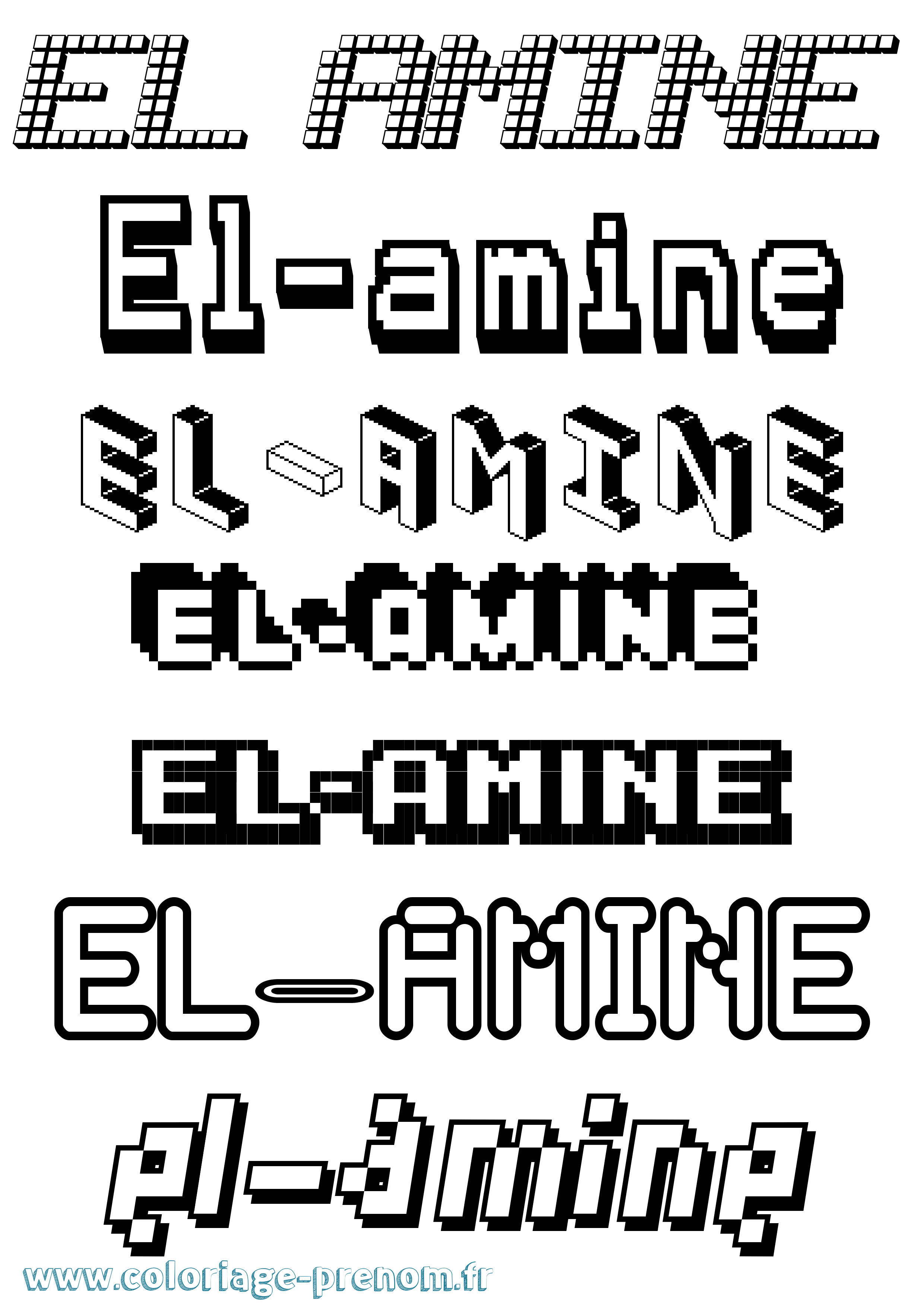 Coloriage El-Amine Pixel Coloriage prénom El-Amine Pixel