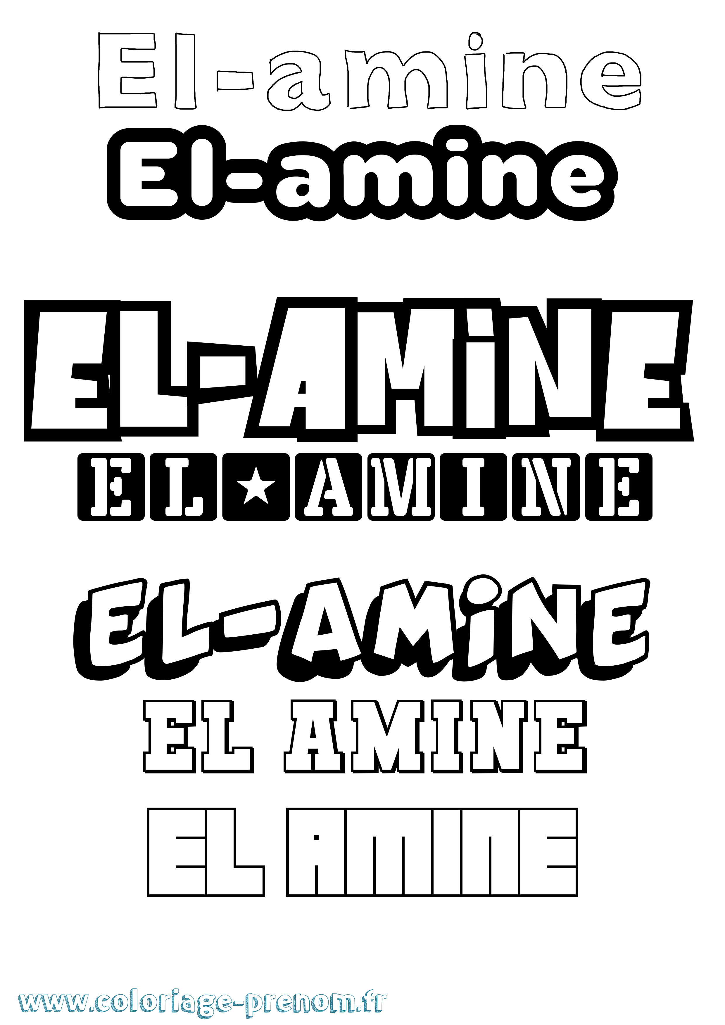 Coloriage El-Amine Simple Coloriage prénom El-Amine Simple