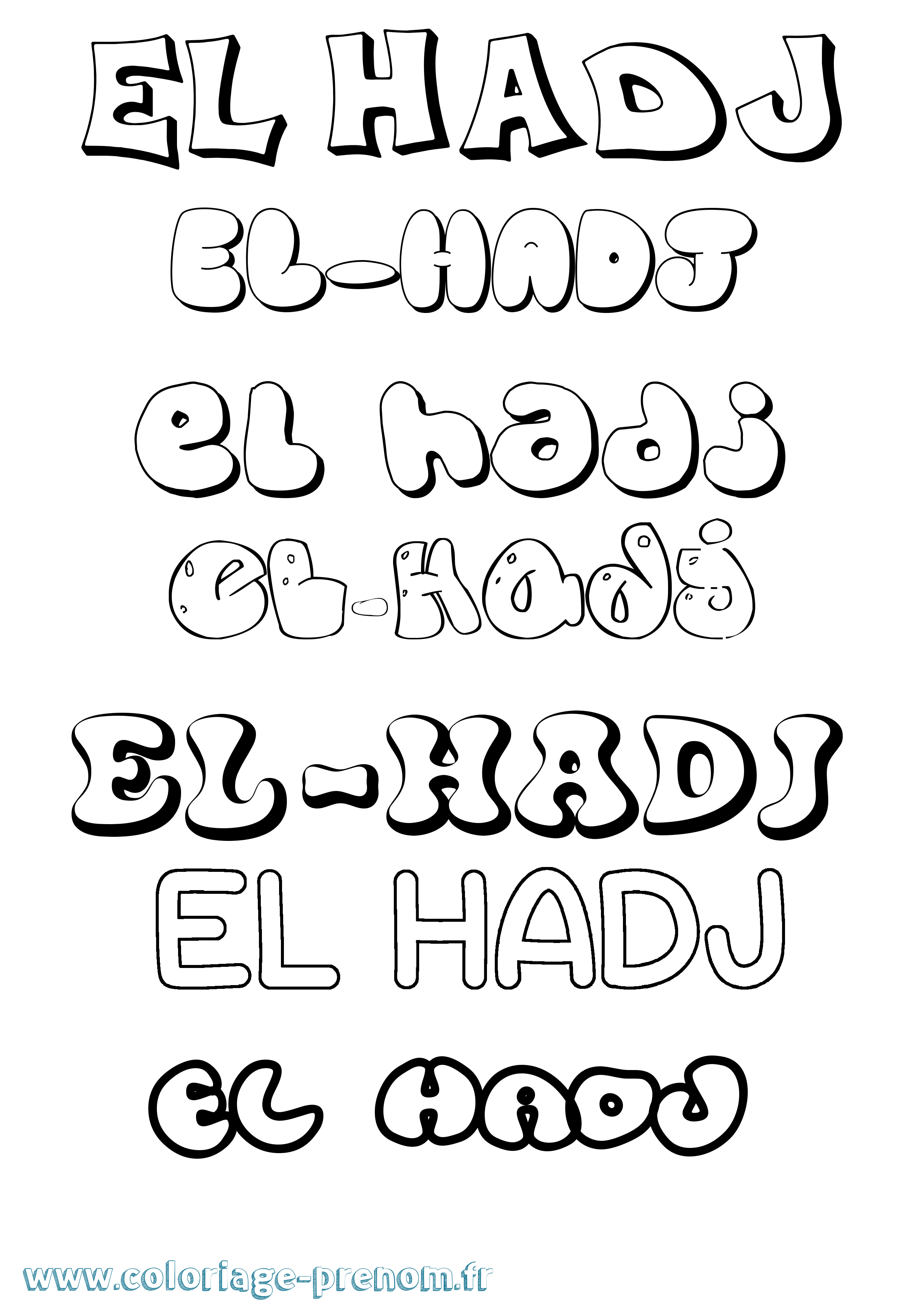 Coloriage El-Hadj Bubble Coloriage prénom El-Hadj Bubble