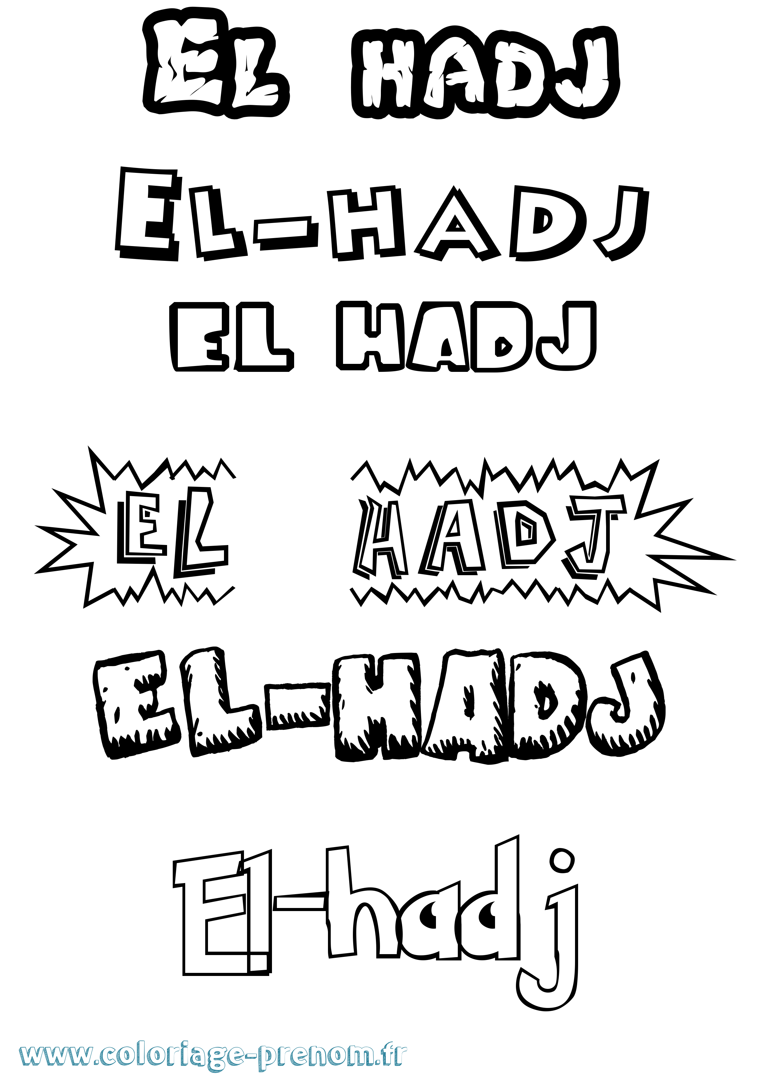 Coloriage El-Hadj Dessin Animé Coloriage prénom El-Hadj Dessin Animé