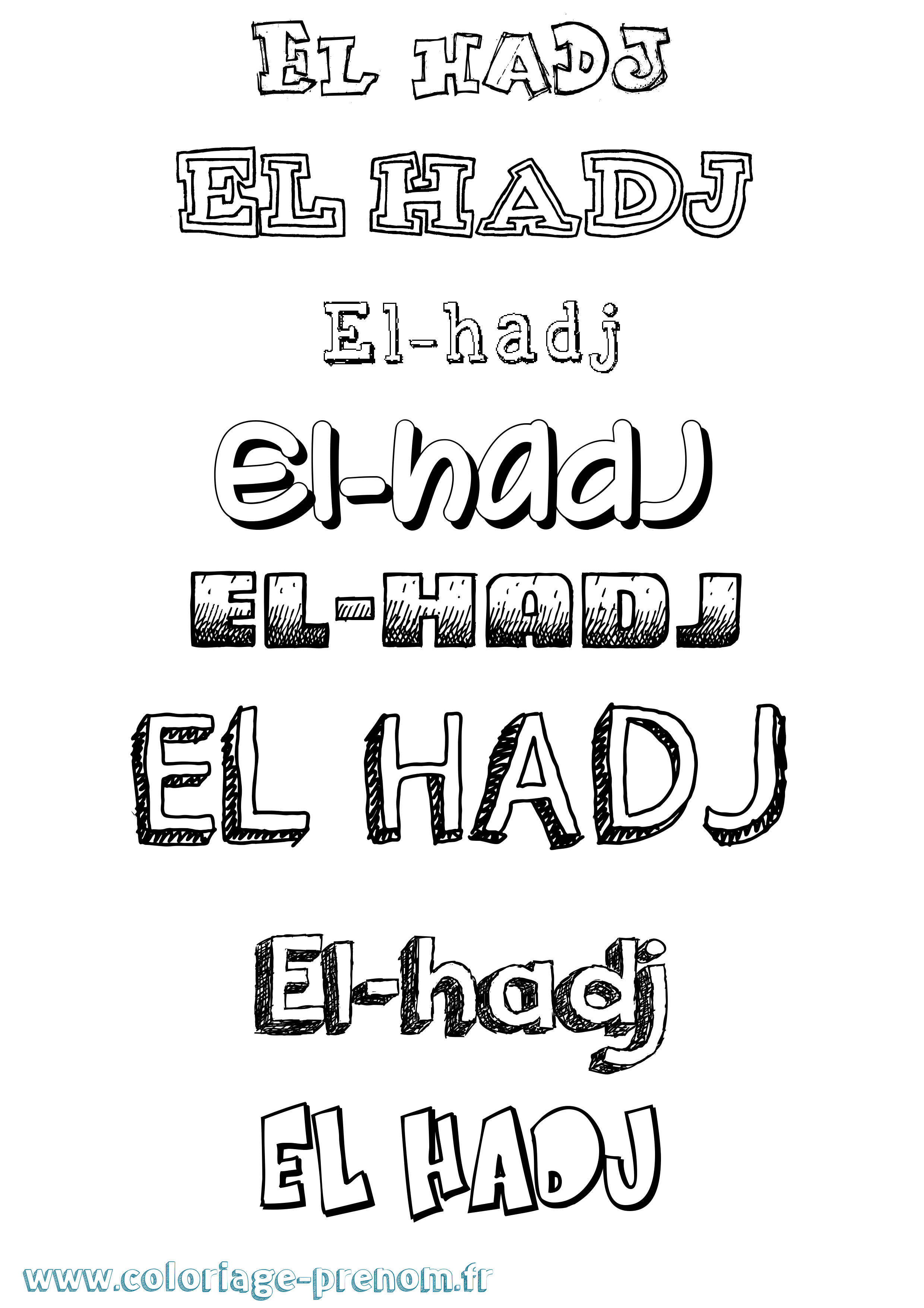 Coloriage El-Hadj Dessiné Coloriage prénom El-Hadj Dessiné