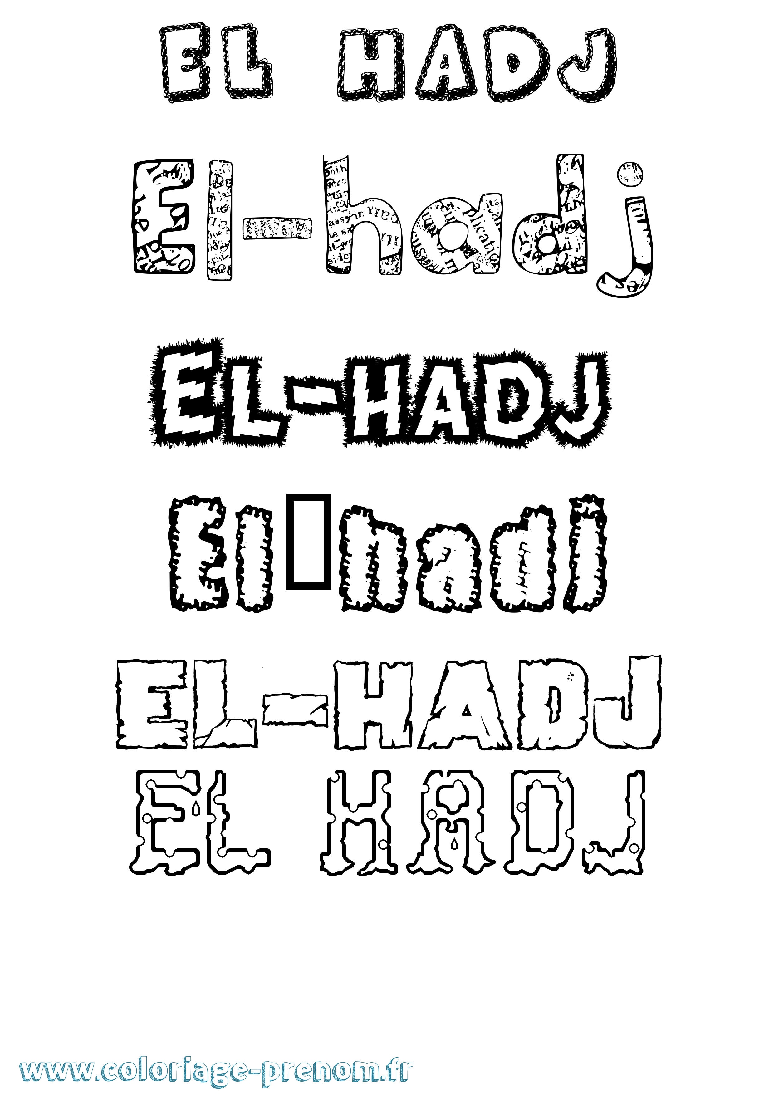 Coloriage El-Hadj Destructuré Coloriage prénom El-Hadj Destructuré