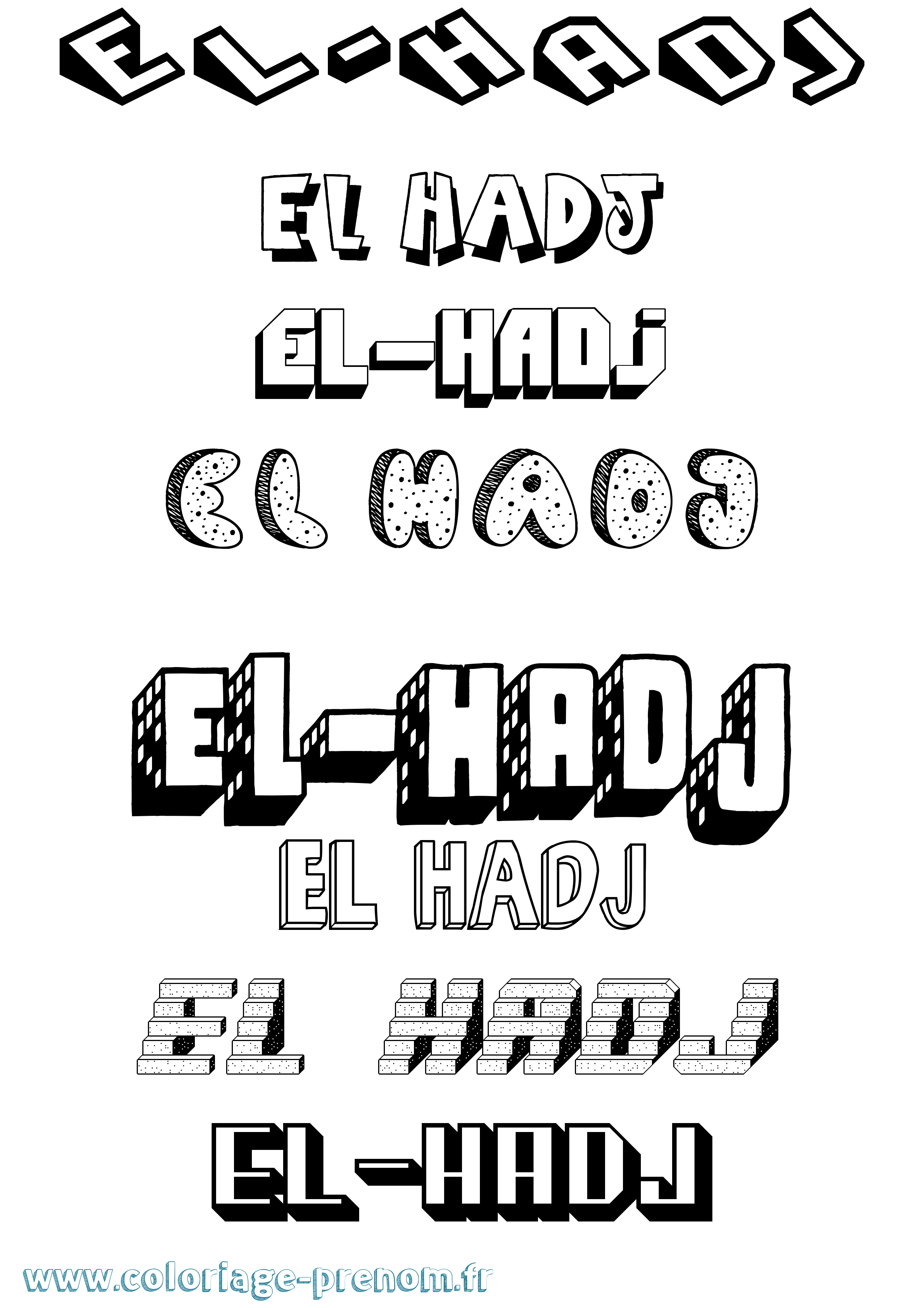 Coloriage El-Hadj Effet 3D Coloriage prénom El-Hadj Effet 3D