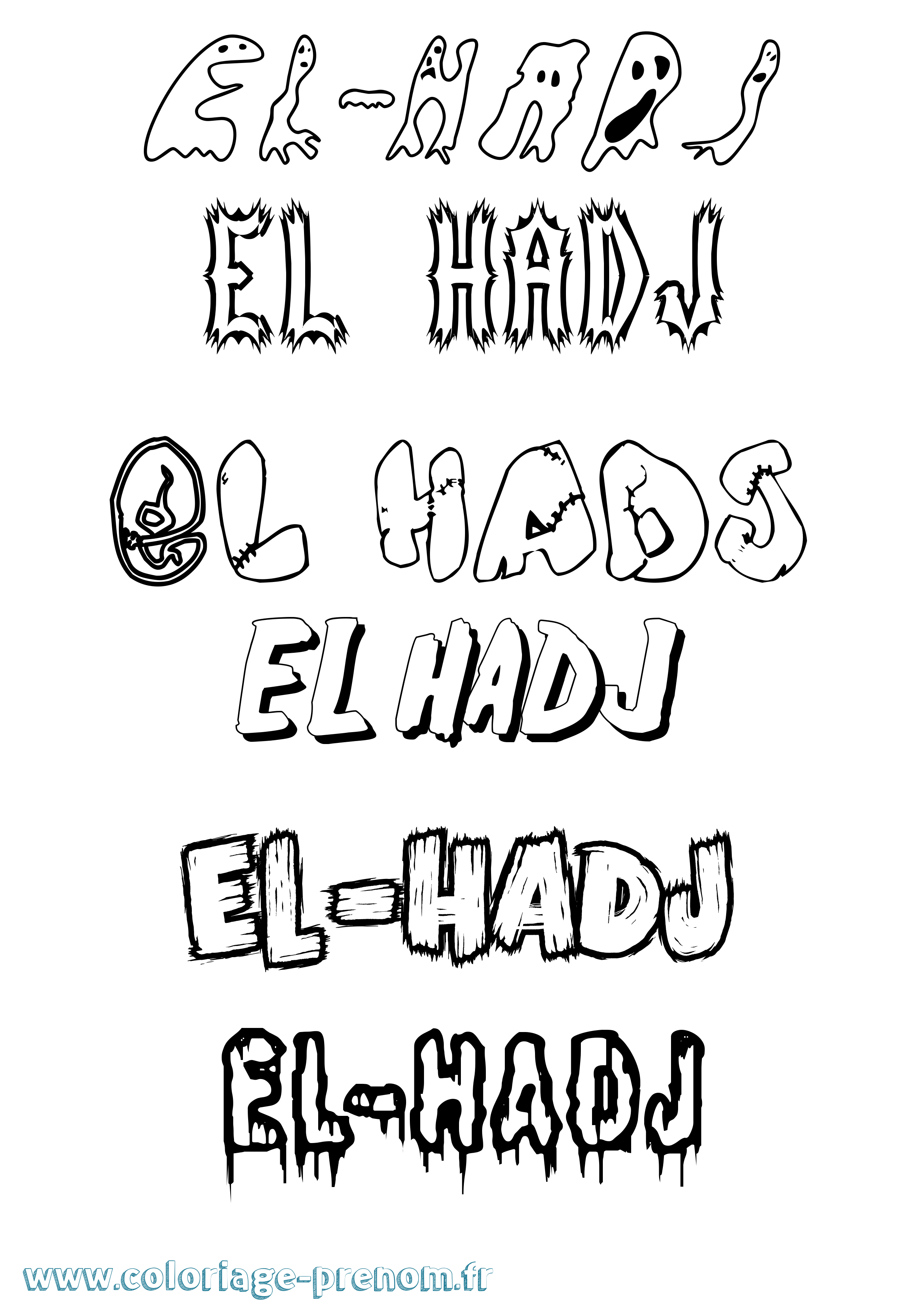 Coloriage El-Hadj Frisson Coloriage prénom El-Hadj Frisson