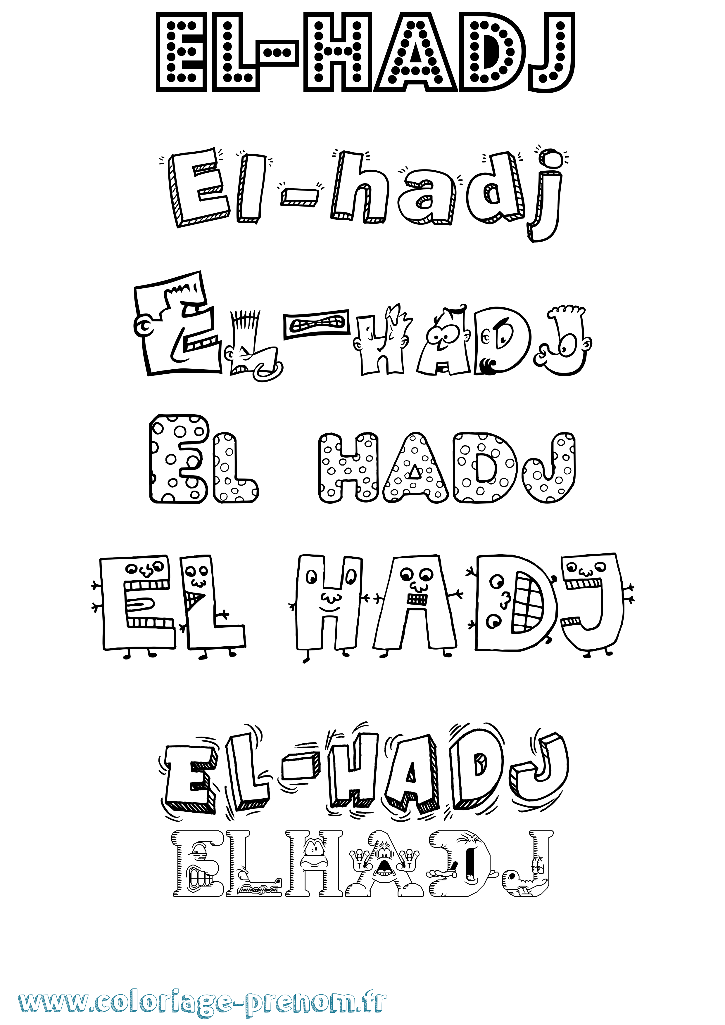 Coloriage El-Hadj Fun Coloriage prénom El-Hadj Fun