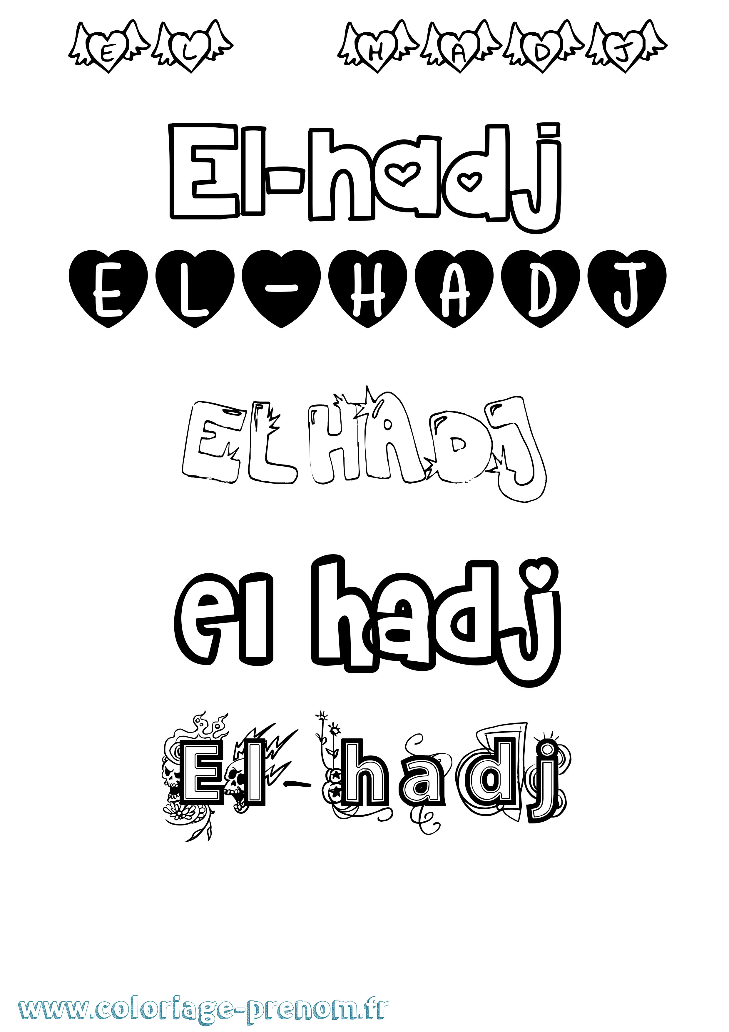 Coloriage El-Hadj Girly Coloriage prénom El-Hadj Girly