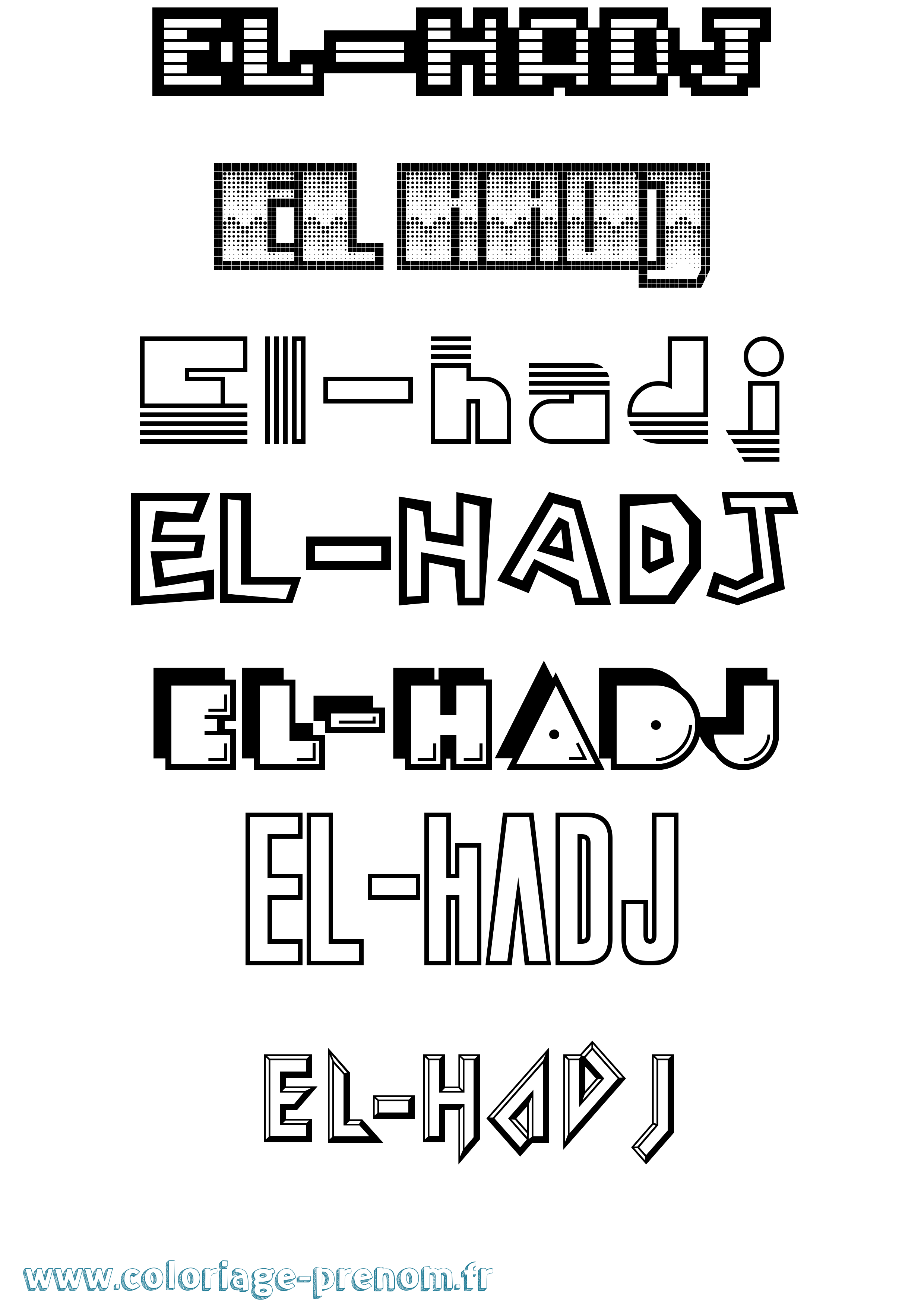 Coloriage El-Hadj Jeux Vidéos Coloriage prénom El-Hadj Jeux Vidéos