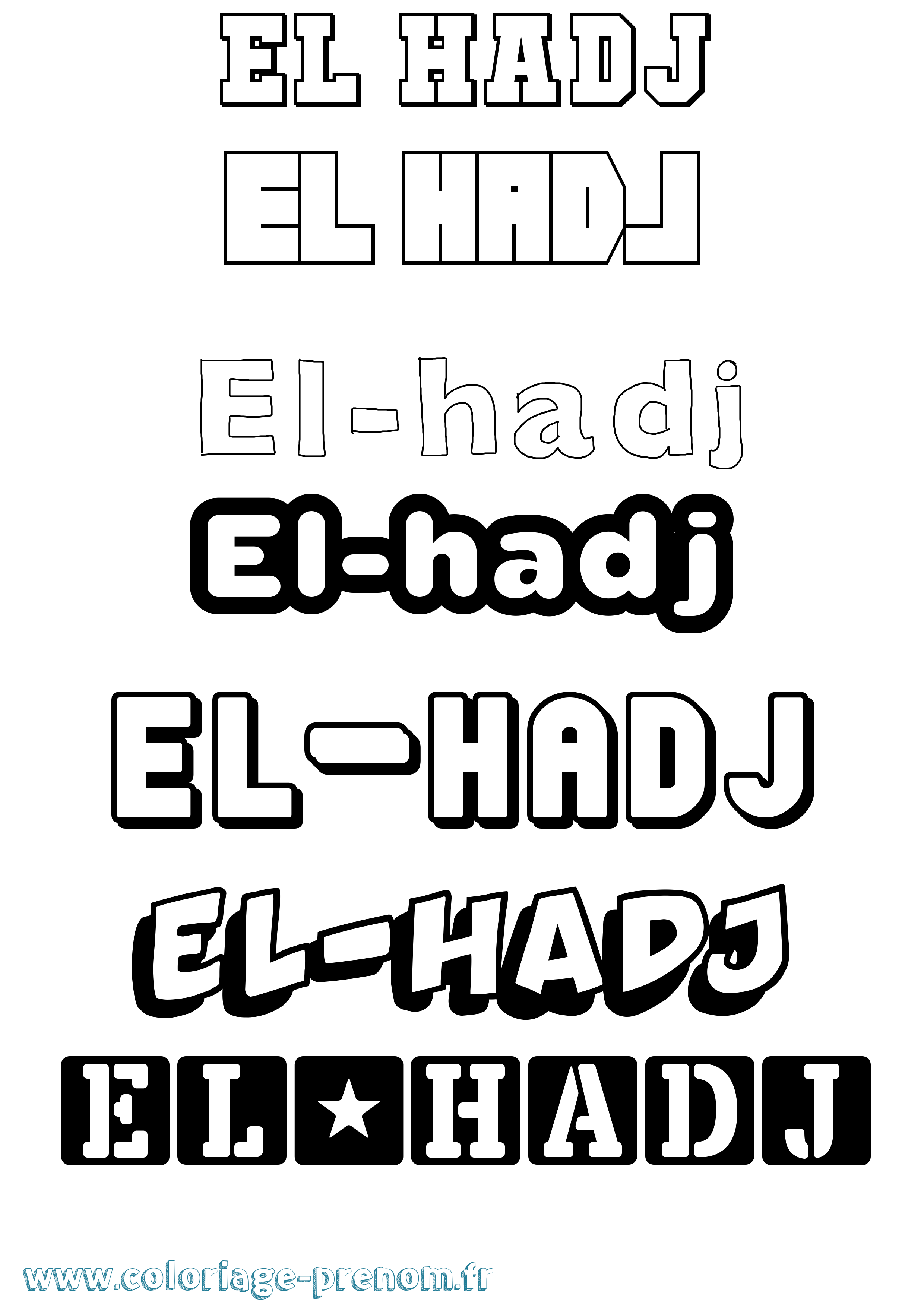 Coloriage El-Hadj Simple Coloriage prénom El-Hadj Simple