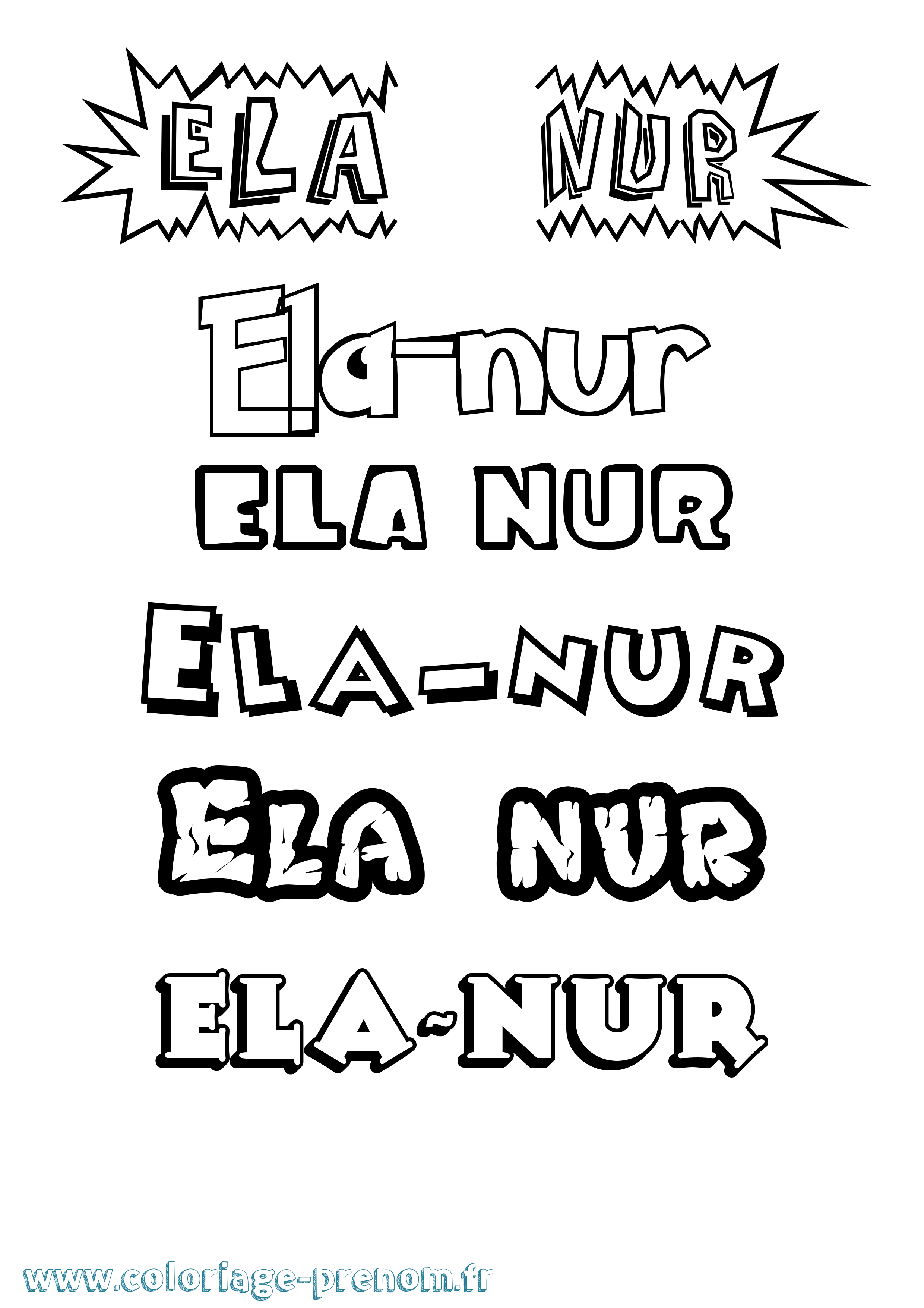 Coloriage Ela-Nur Dessin Animé Coloriage prénom Ela-Nur Dessin Animé
