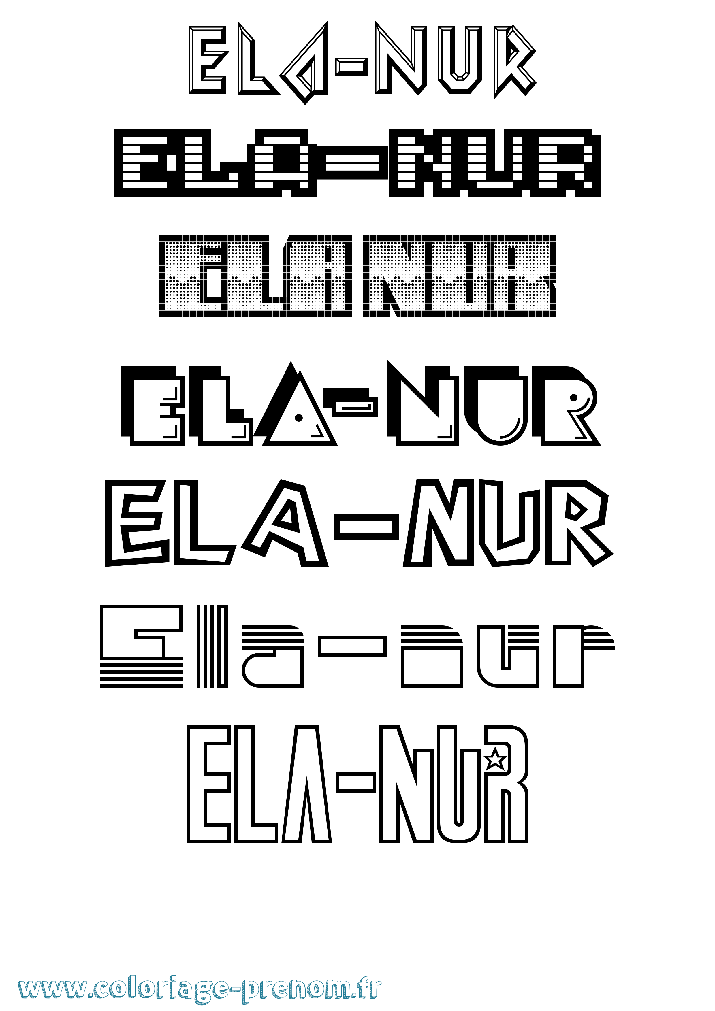 Coloriage Ela-Nur Jeux Vidéos Coloriage prénom Ela-Nur Jeux Vidéos