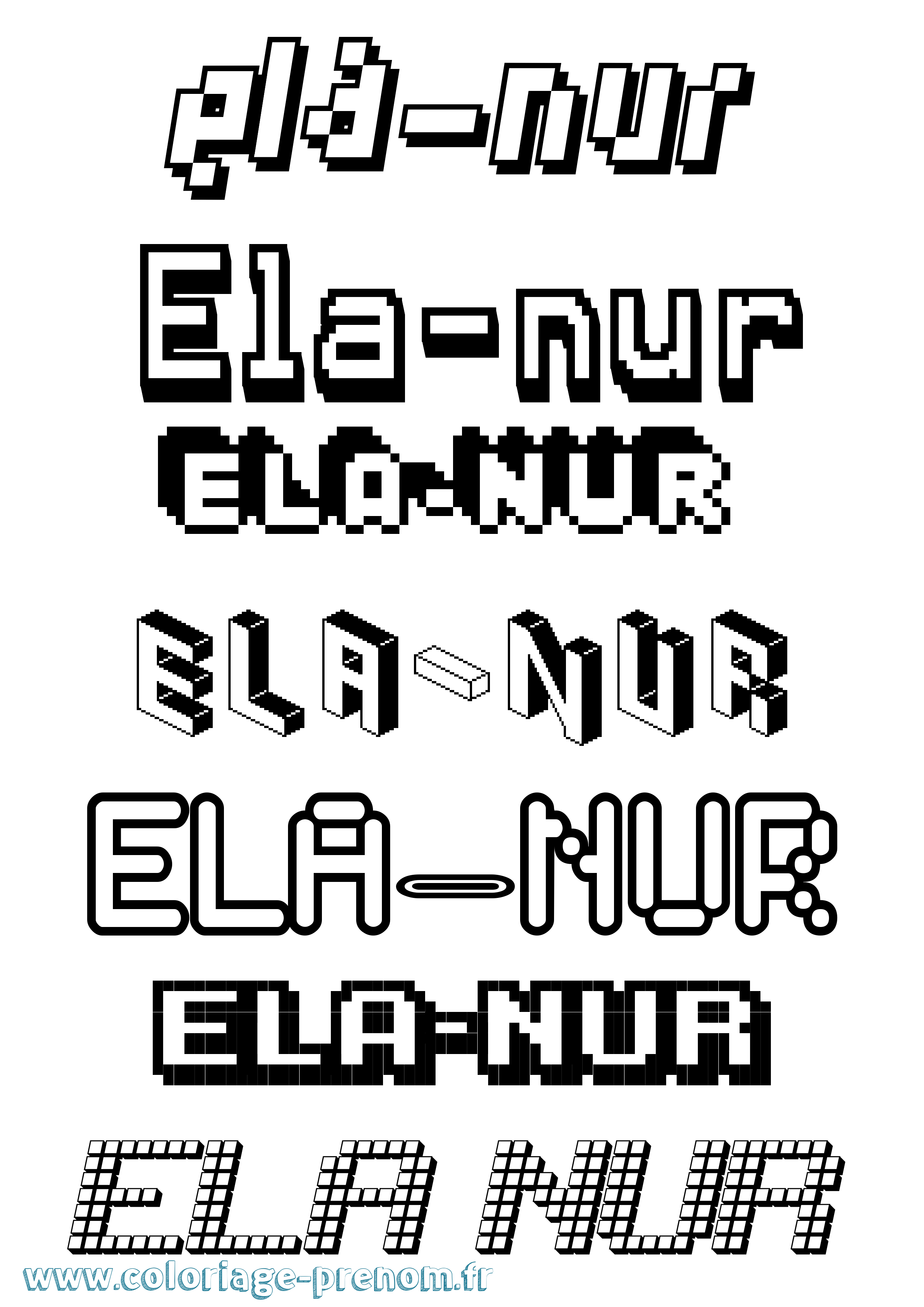 Coloriage Ela-Nur Pixel Coloriage prénom Ela-Nur Pixel