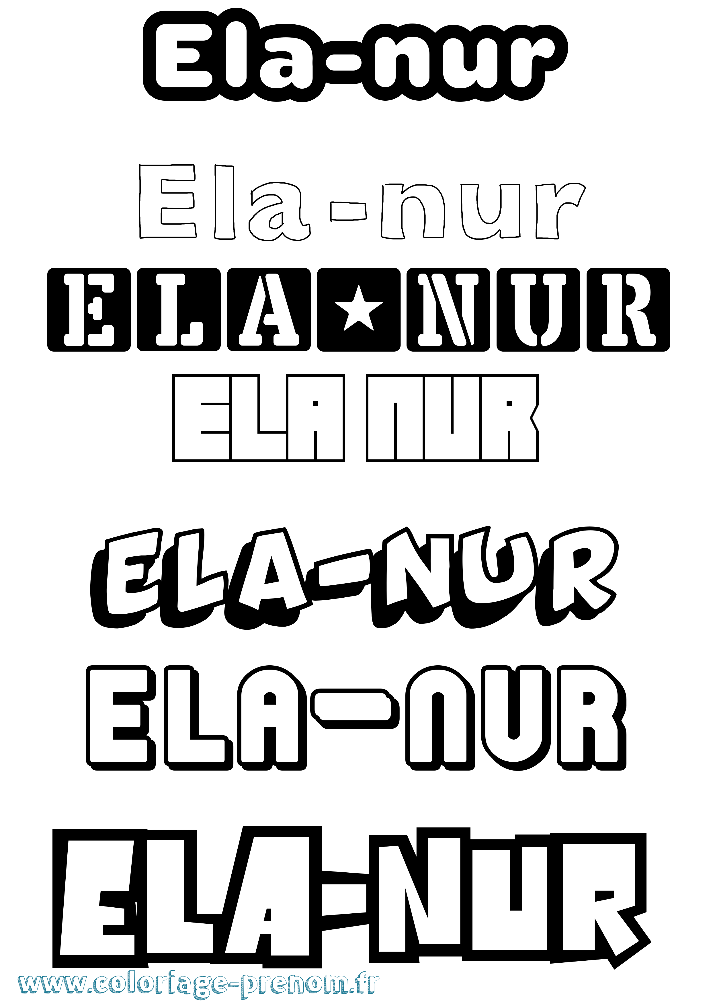 Coloriage Ela-Nur Simple Coloriage prénom Ela-Nur Simple
