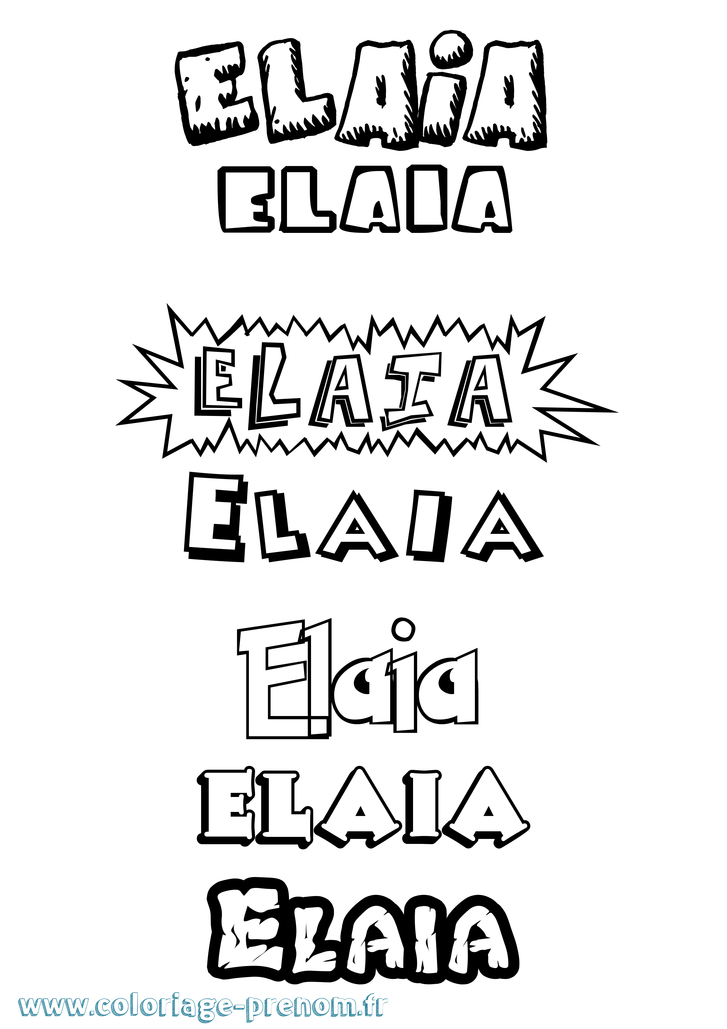 Coloriage Elaia Dessin Animé Coloriage prénom Elaia Dessin Animé