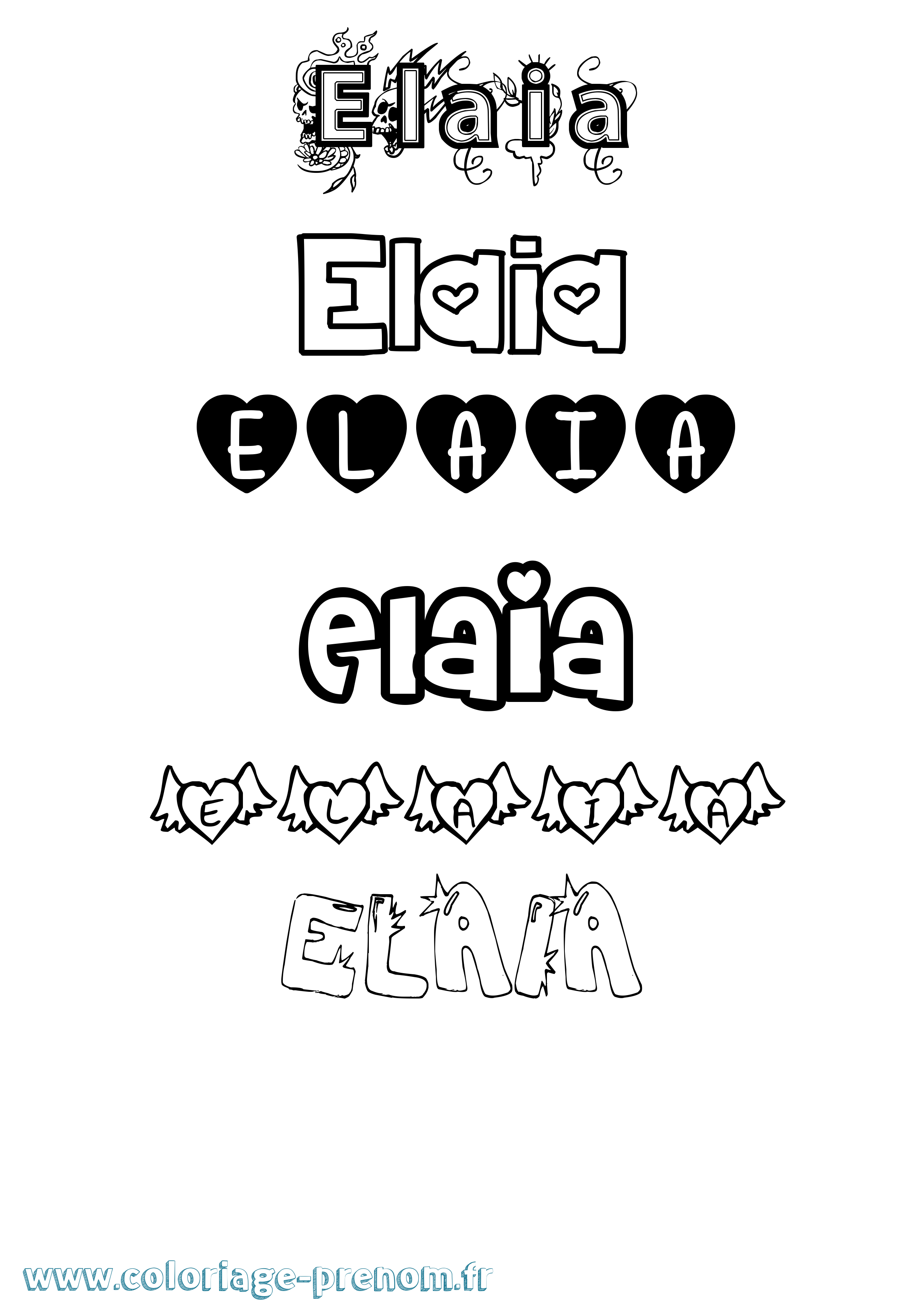 Coloriage Elaia Girly Coloriage prénom Elaia Girly
