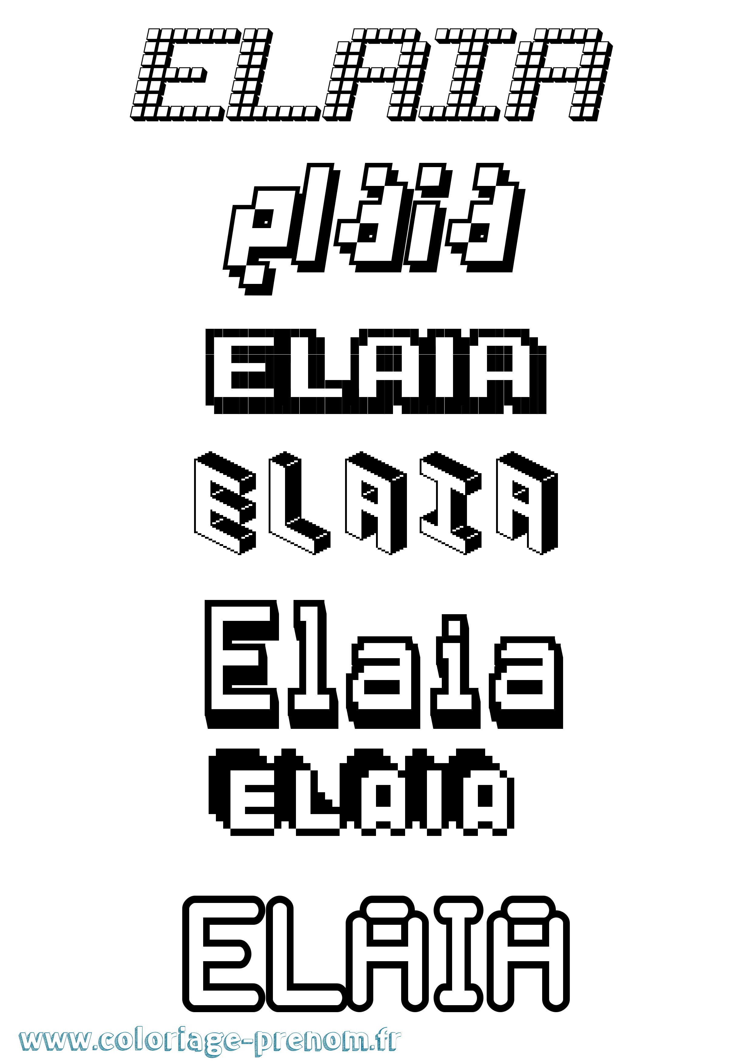 Coloriage Elaia Pixel Coloriage prénom Elaia Pixel