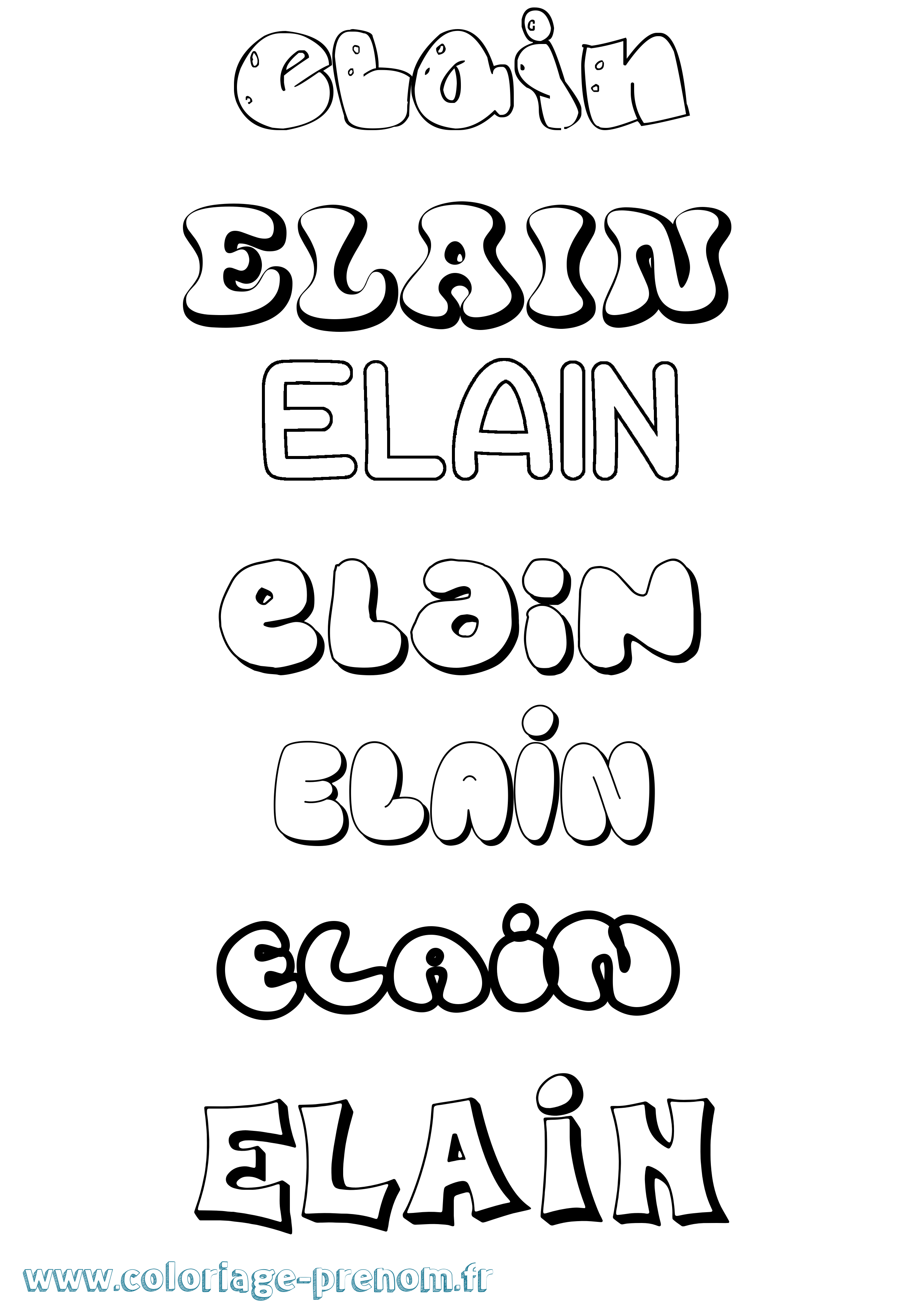 Coloriage Elain Bubble Coloriage prénom Elain Bubble
