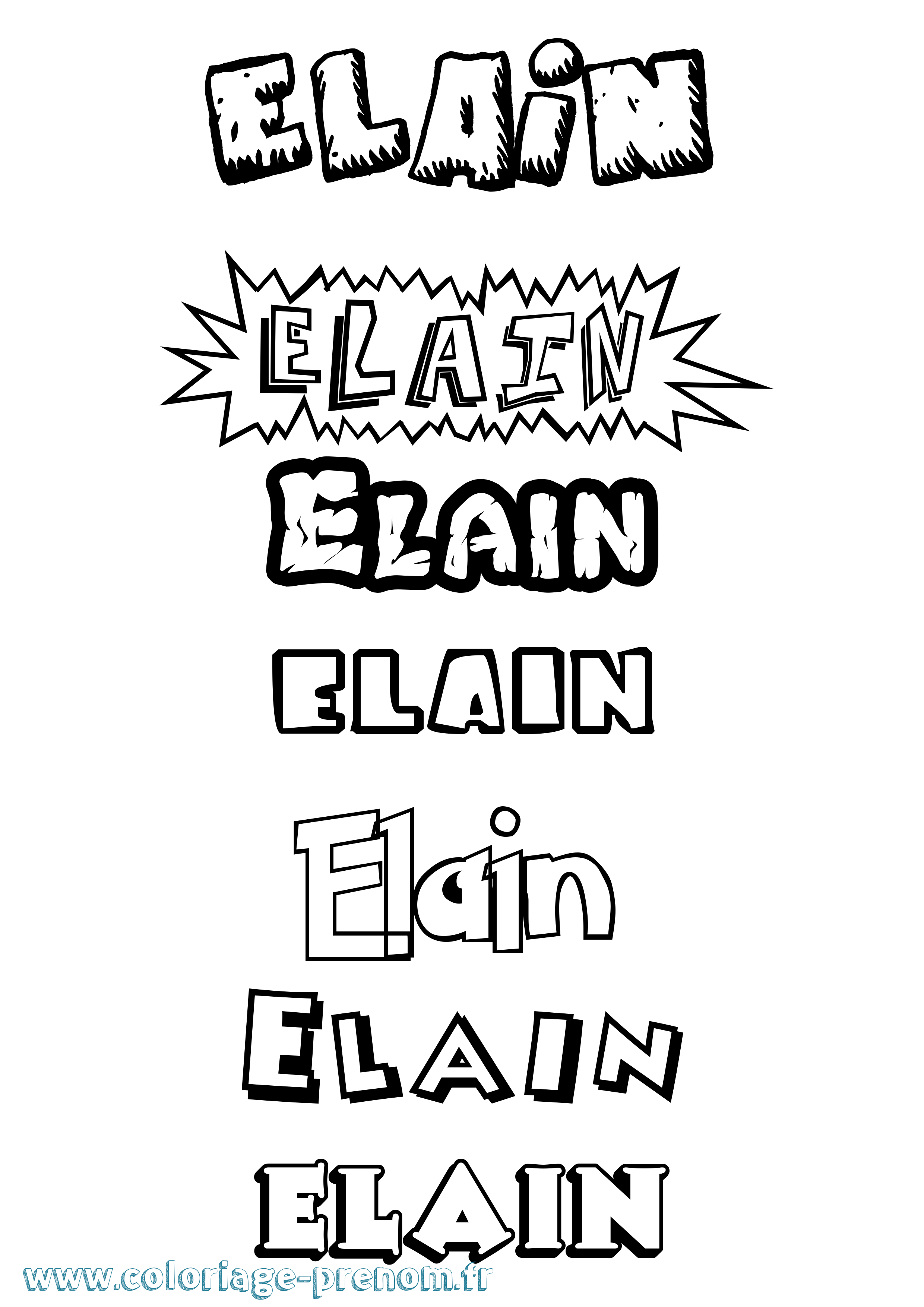 Coloriage Elain Dessin Animé Coloriage prénom Elain Dessin Animé