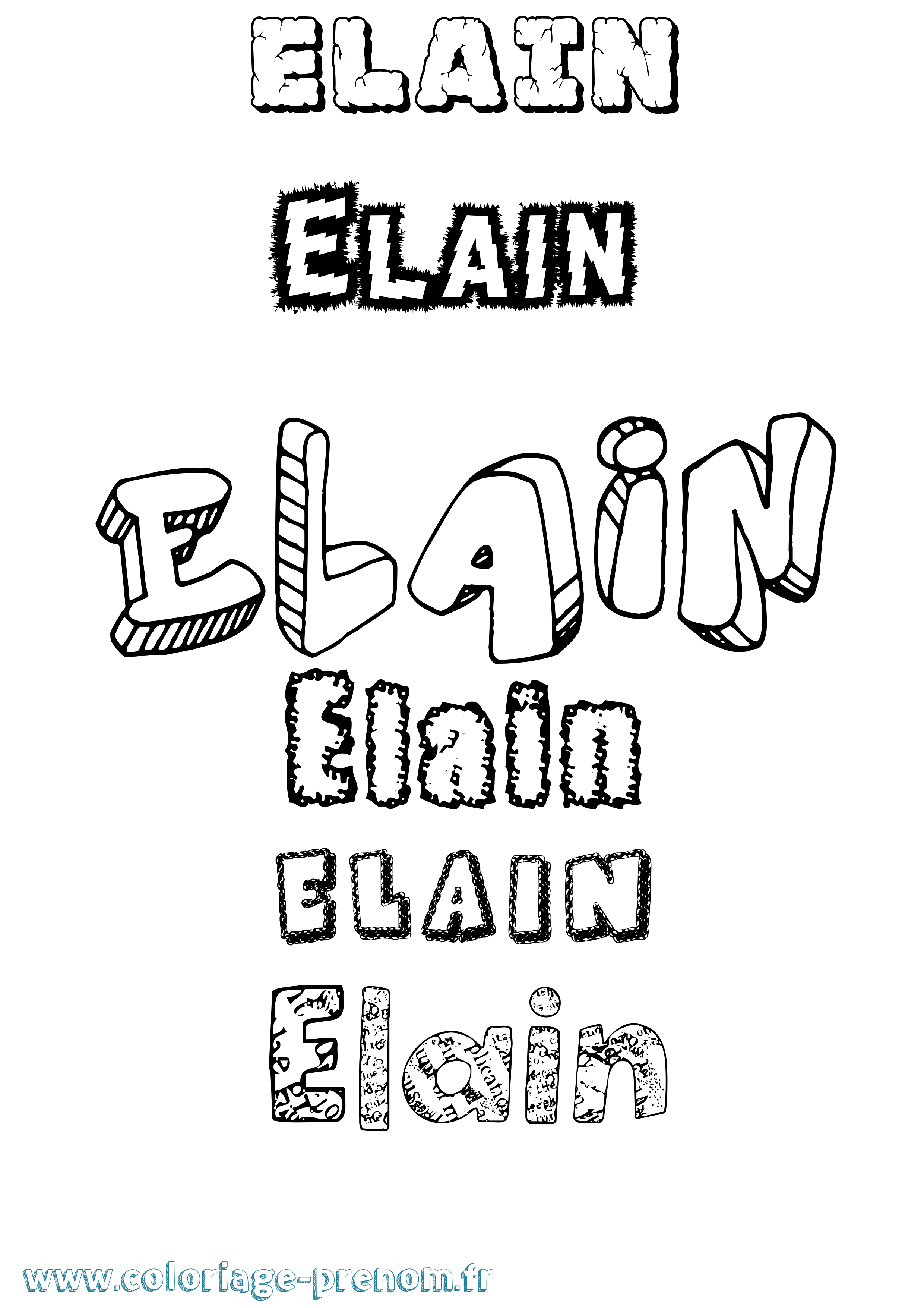 Coloriage Elain Destructuré Coloriage prénom Elain Destructuré