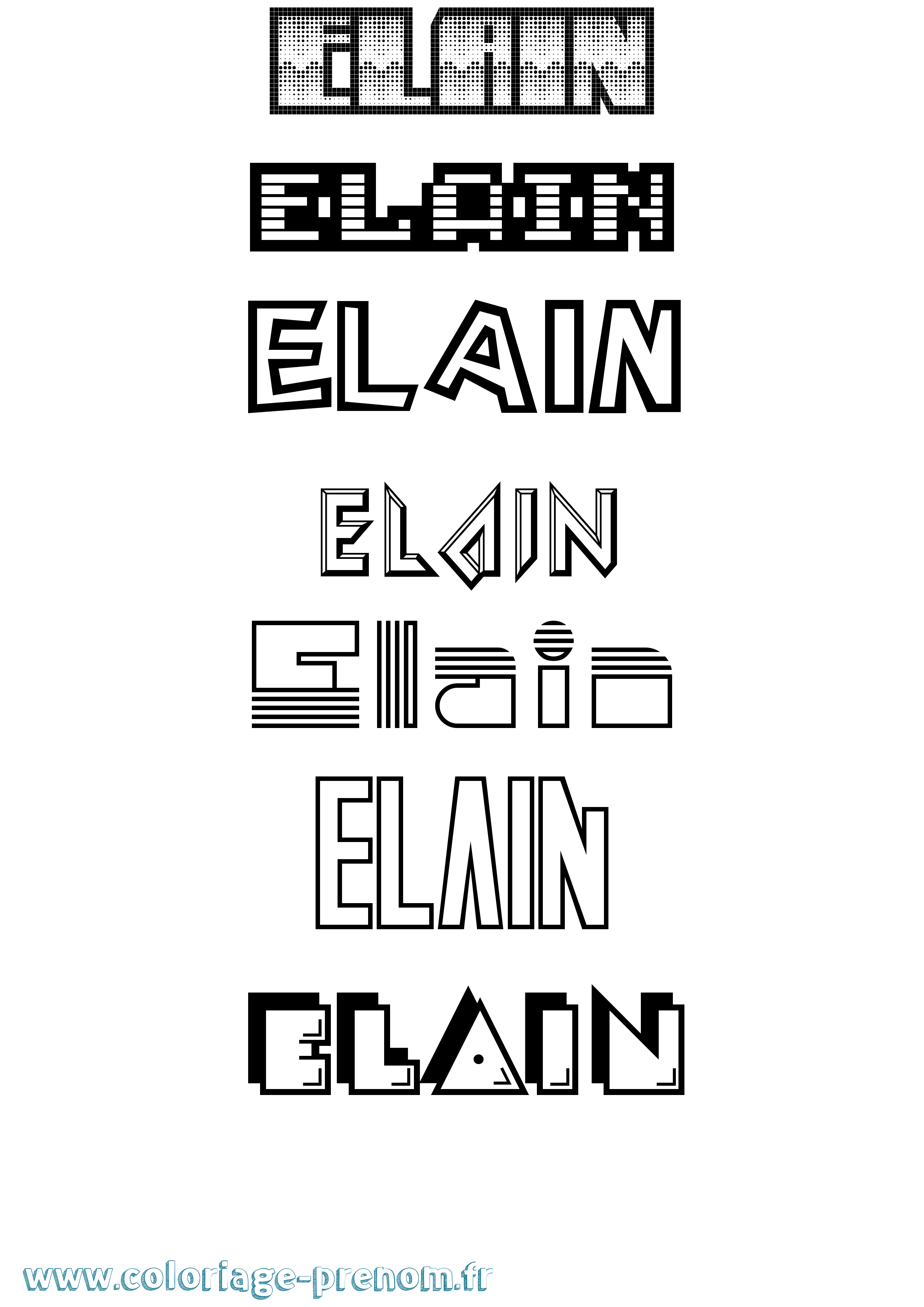 Coloriage Elain Jeux Vidéos Coloriage prénom Elain Jeux Vidéos