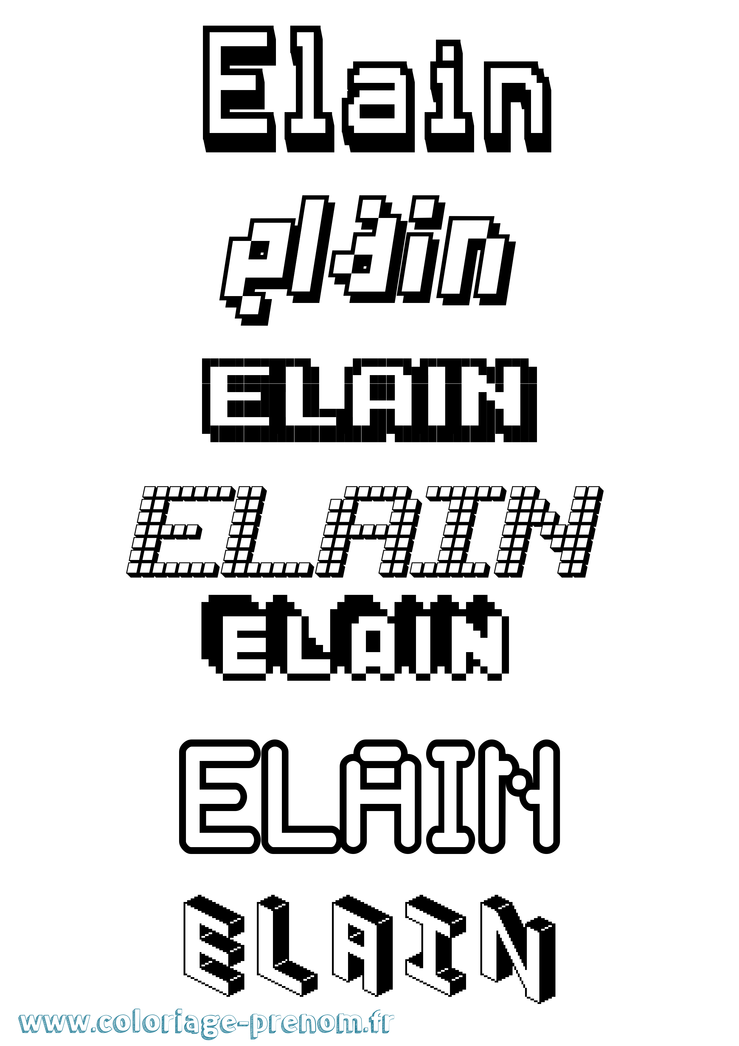 Coloriage Elain Pixel Coloriage prénom Elain Pixel