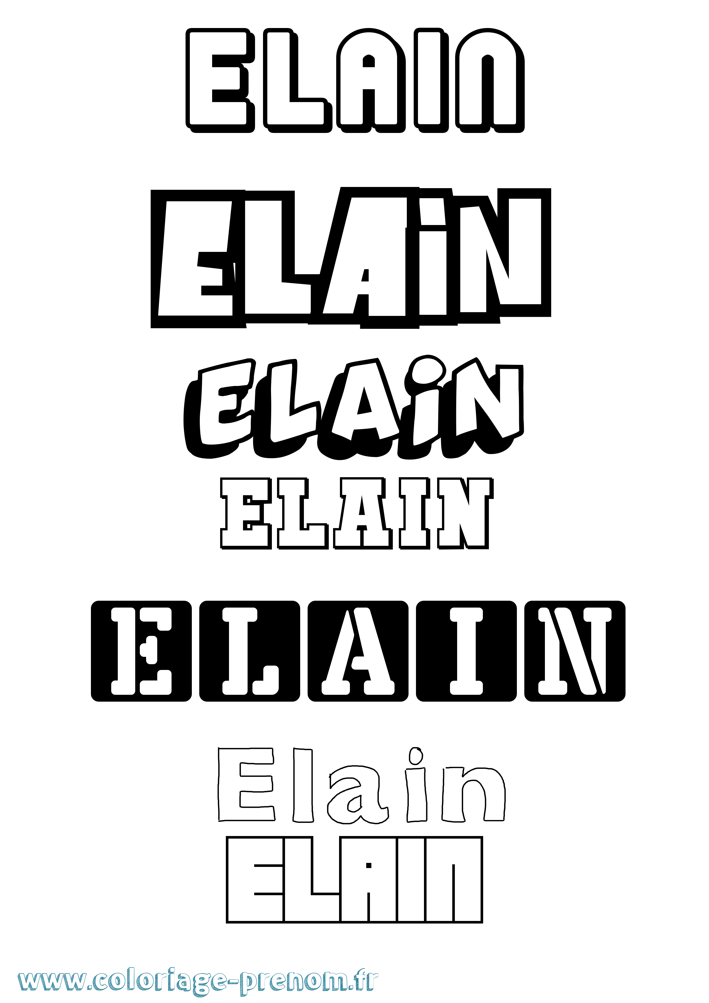 Coloriage Elain Simple Coloriage prénom Elain Simple