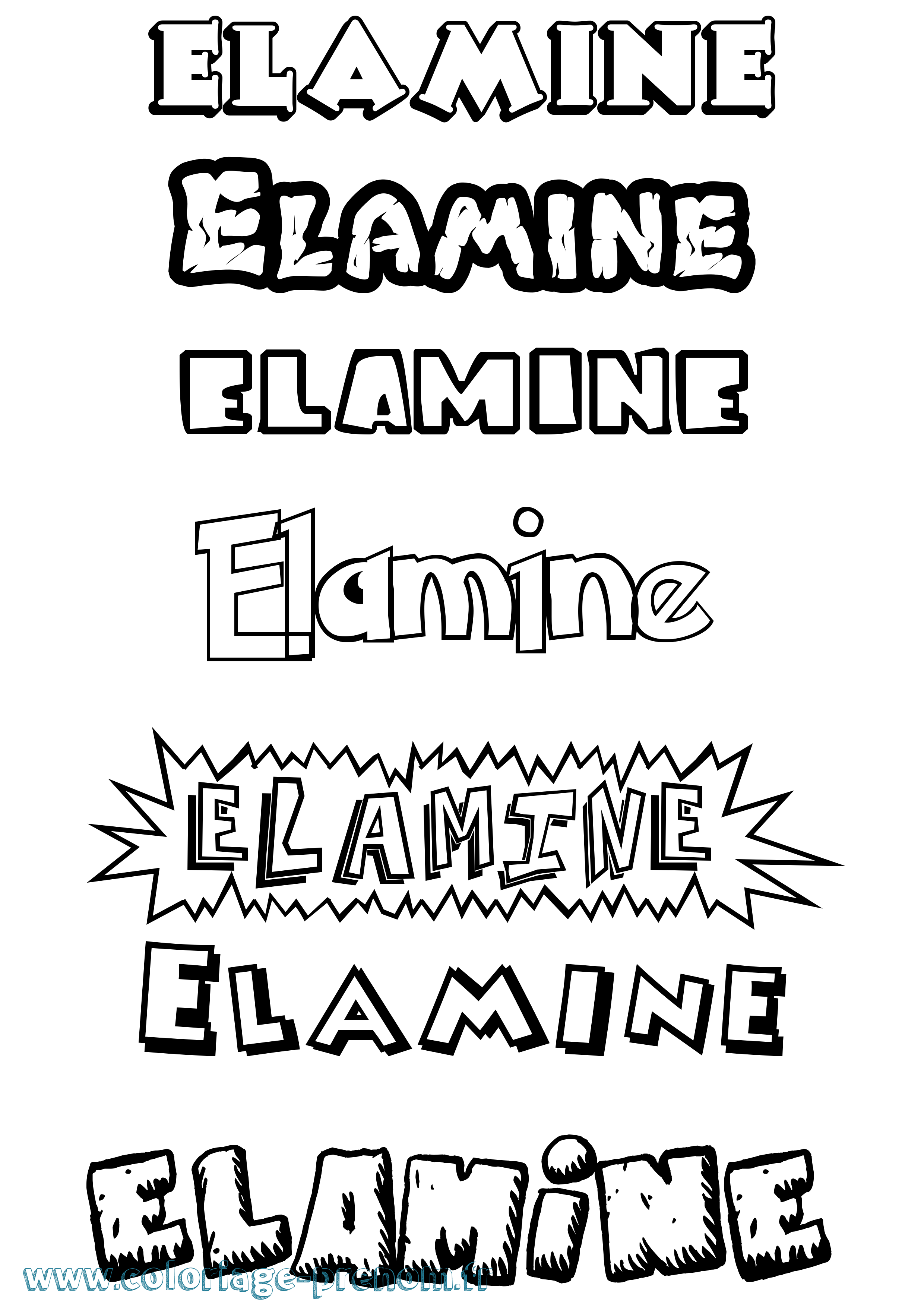 Coloriage Elamine Dessin Animé Coloriage prénom Elamine Dessin Animé