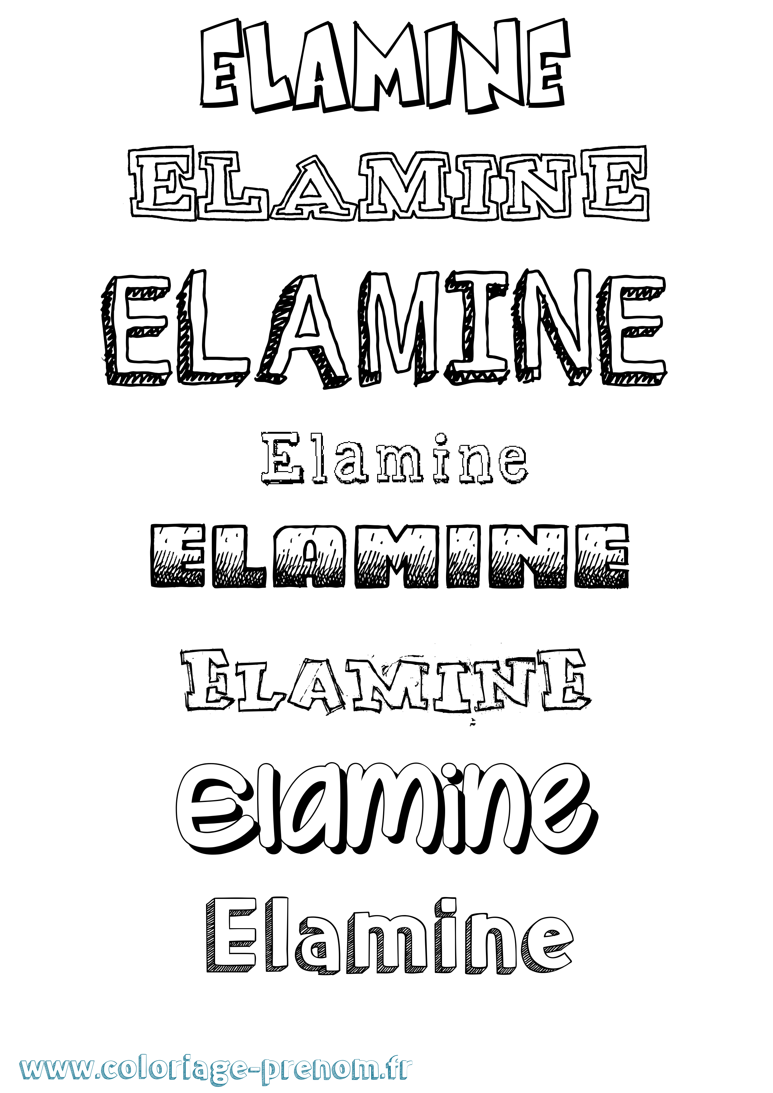 Coloriage Elamine Dessiné Coloriage prénom Elamine Dessiné
