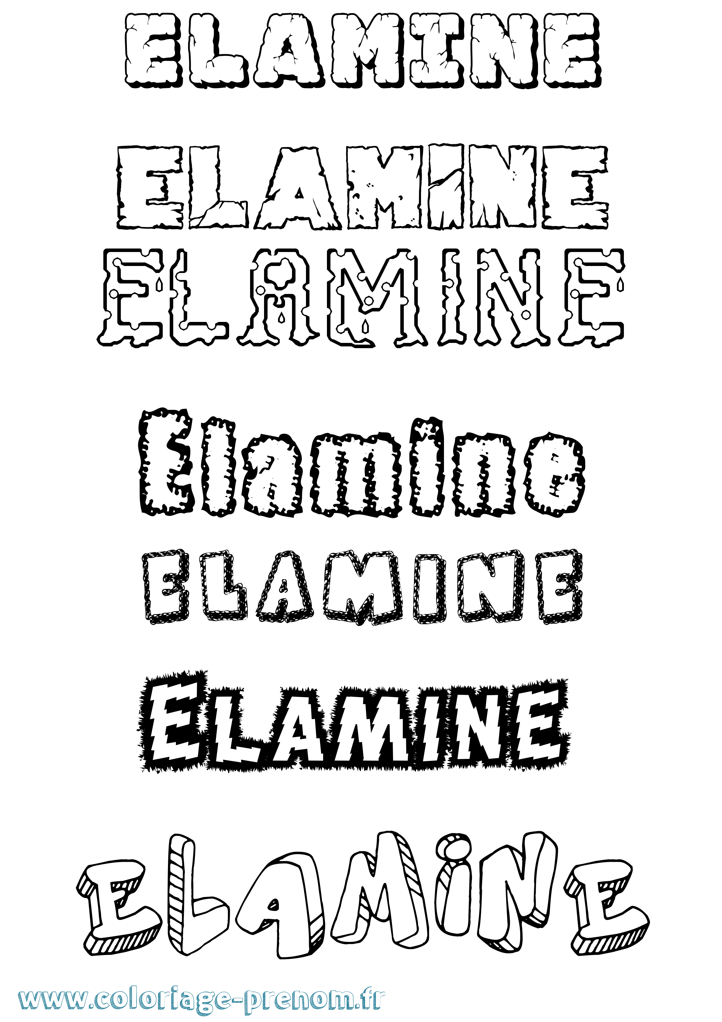 Coloriage Elamine Destructuré Coloriage prénom Elamine Destructuré