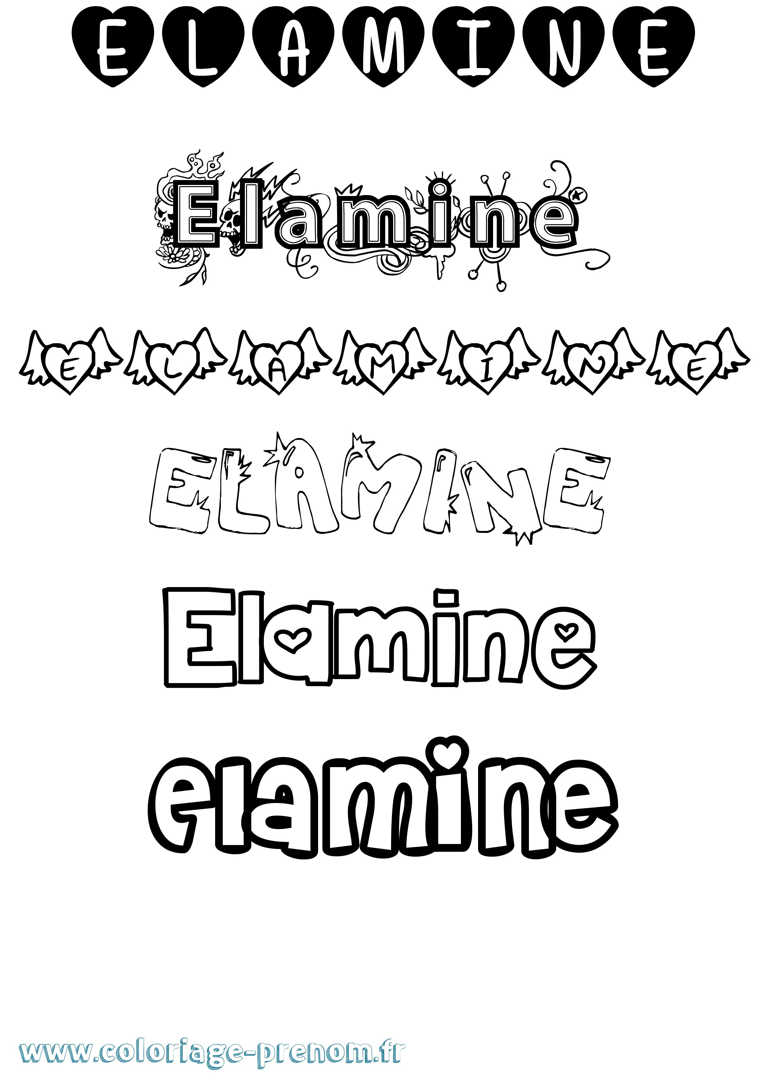 Coloriage Elamine Girly Coloriage prénom Elamine Girly