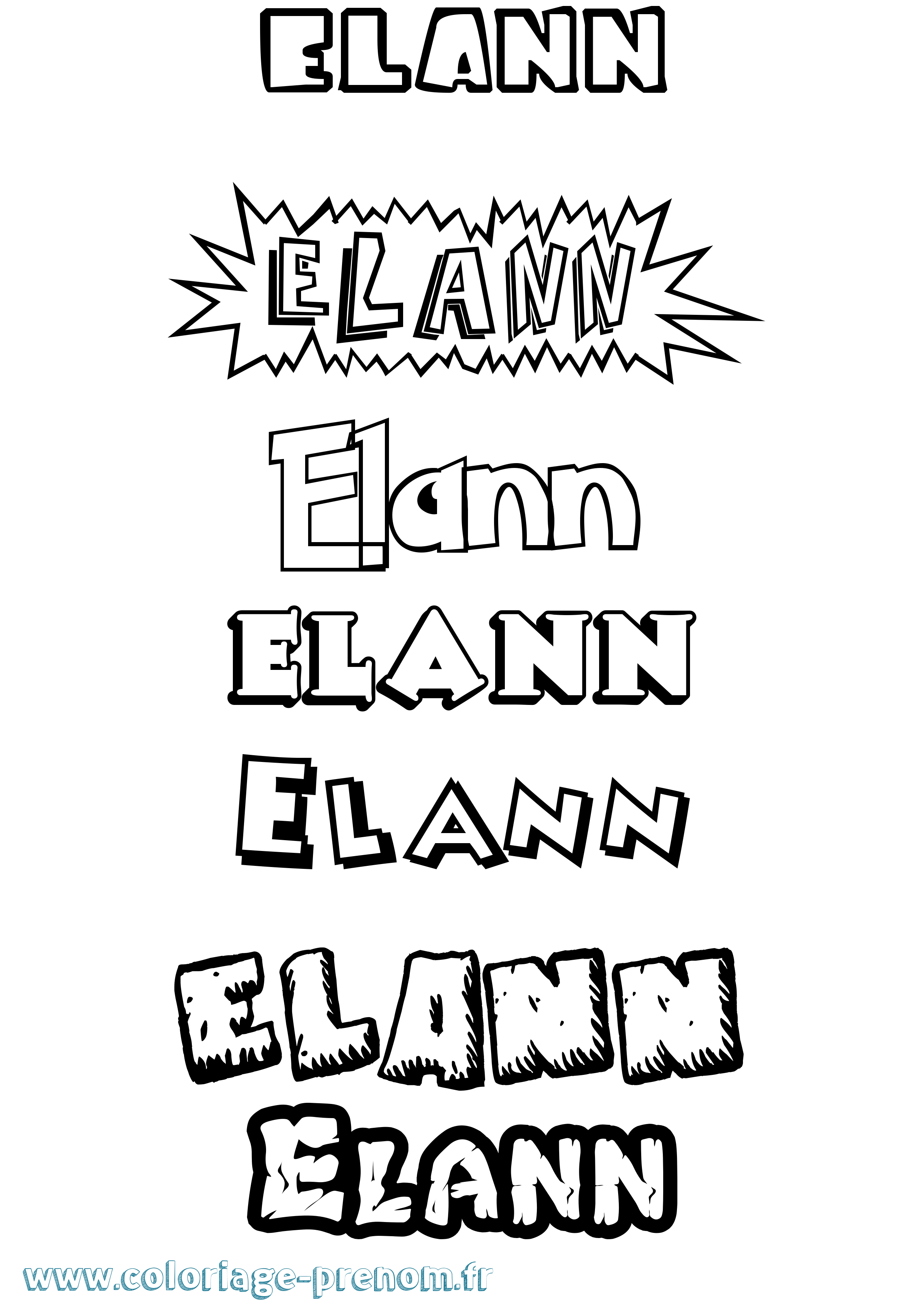 Coloriage Elann Dessin Animé Coloriage prénom Elann Dessin Animé