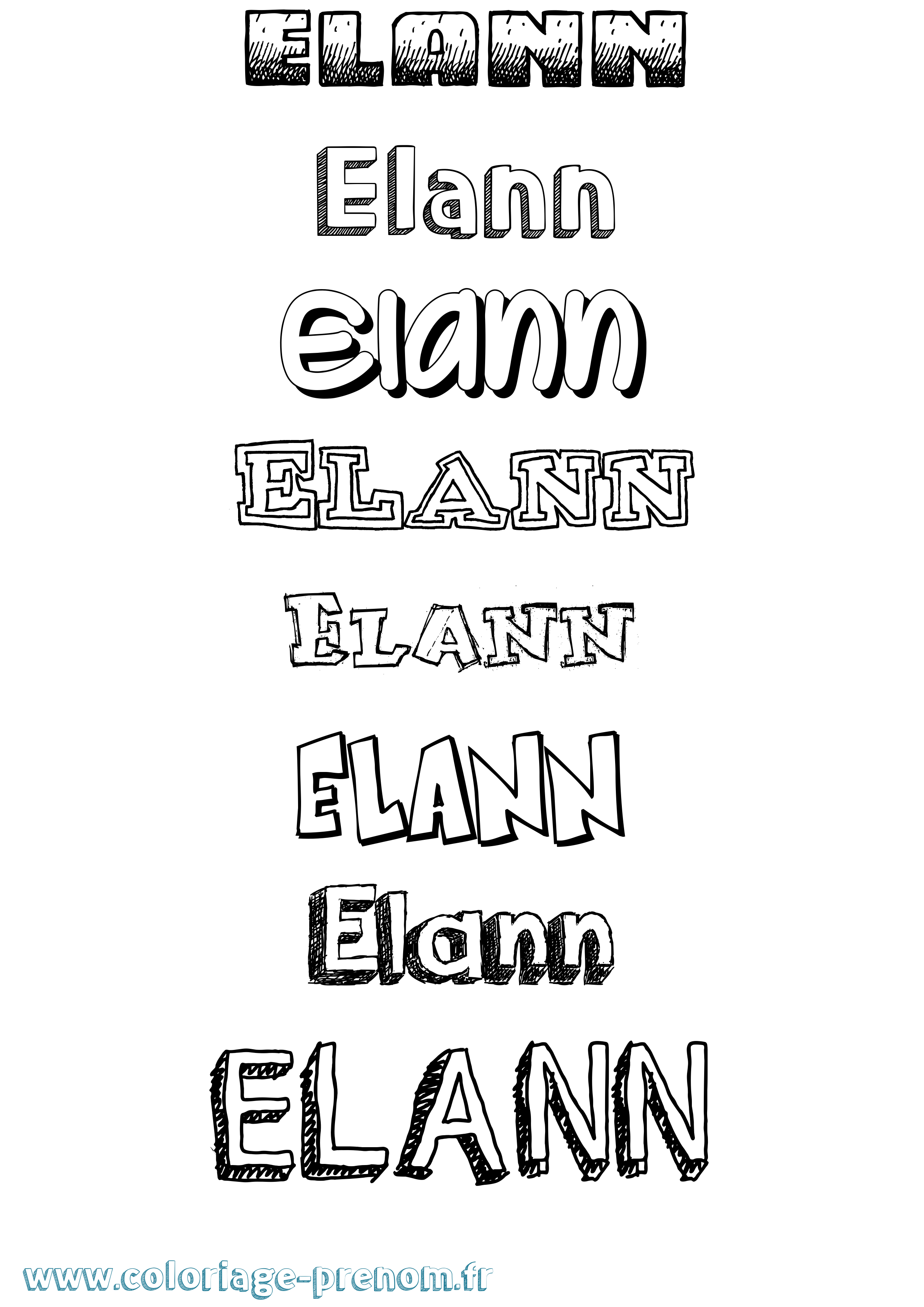 Coloriage Elann Dessiné Coloriage prénom Elann Dessiné