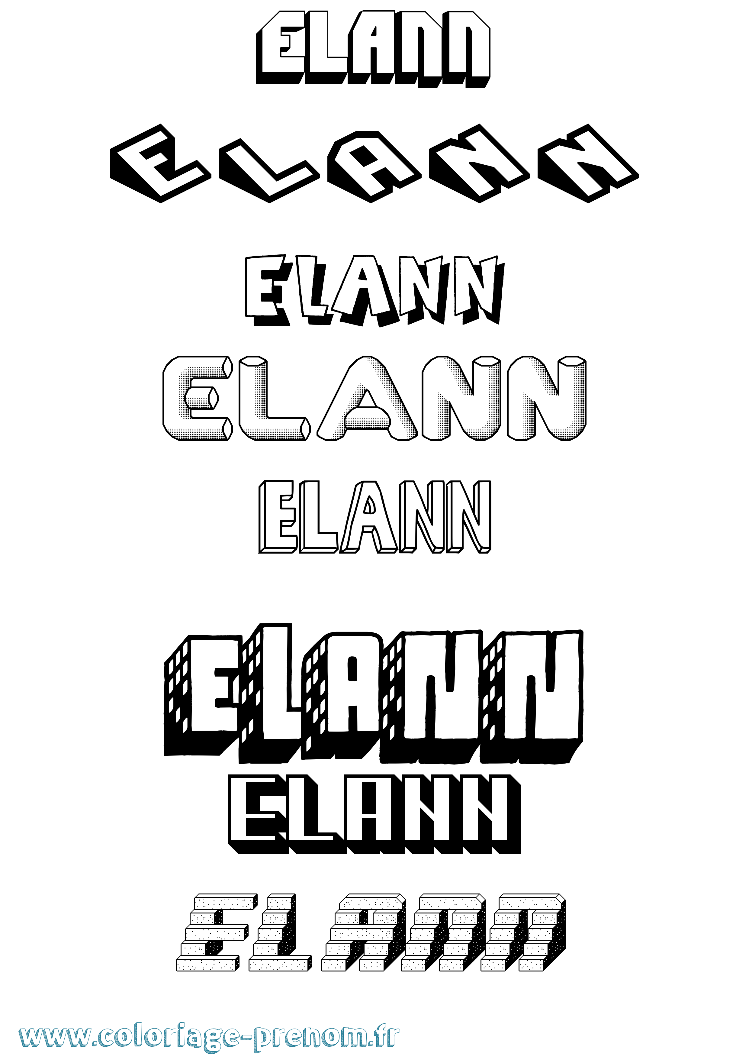 Coloriage Elann Effet 3D Coloriage prénom Elann Effet 3D