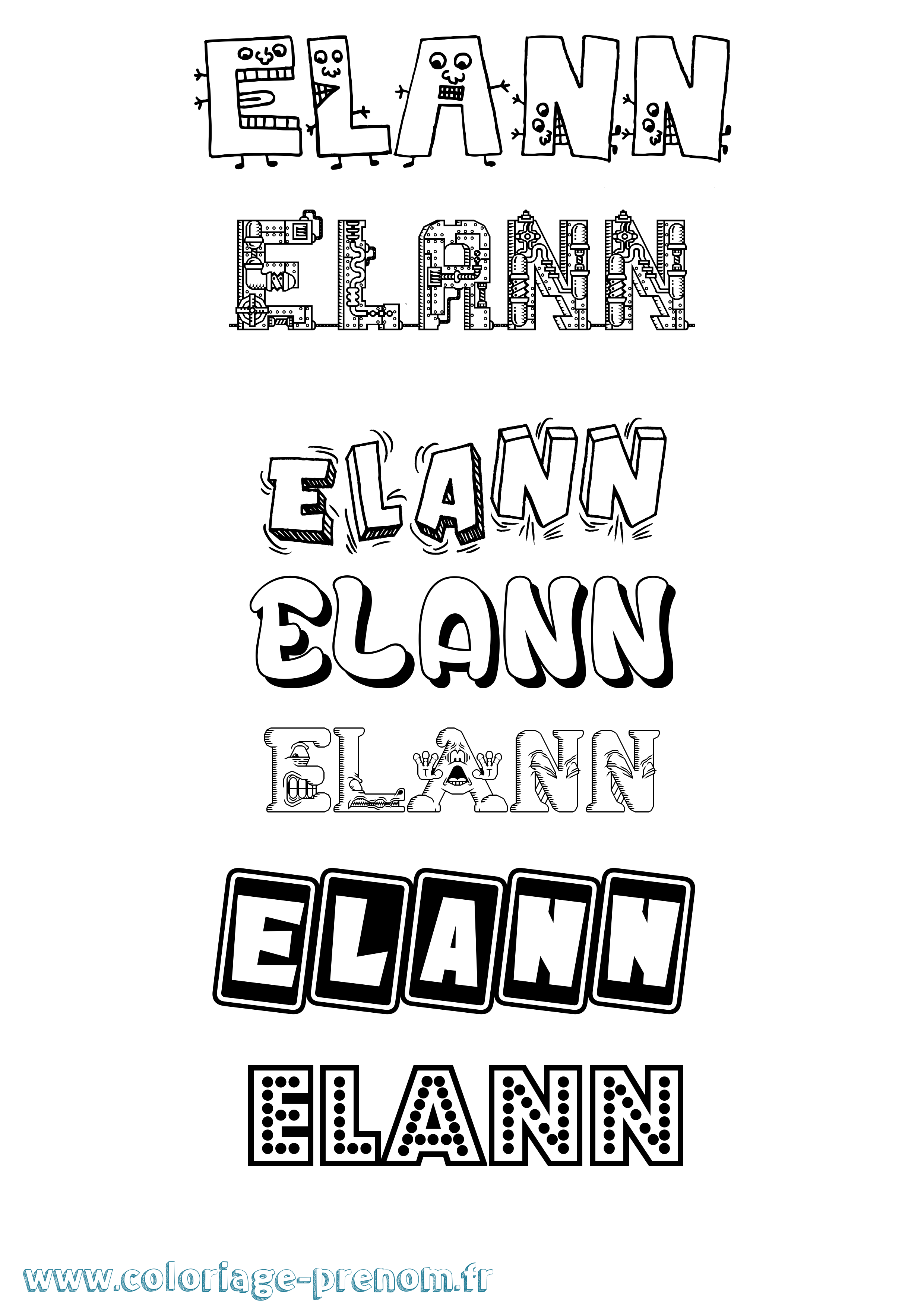 Coloriage Elann Fun Coloriage prénom Elann Fun