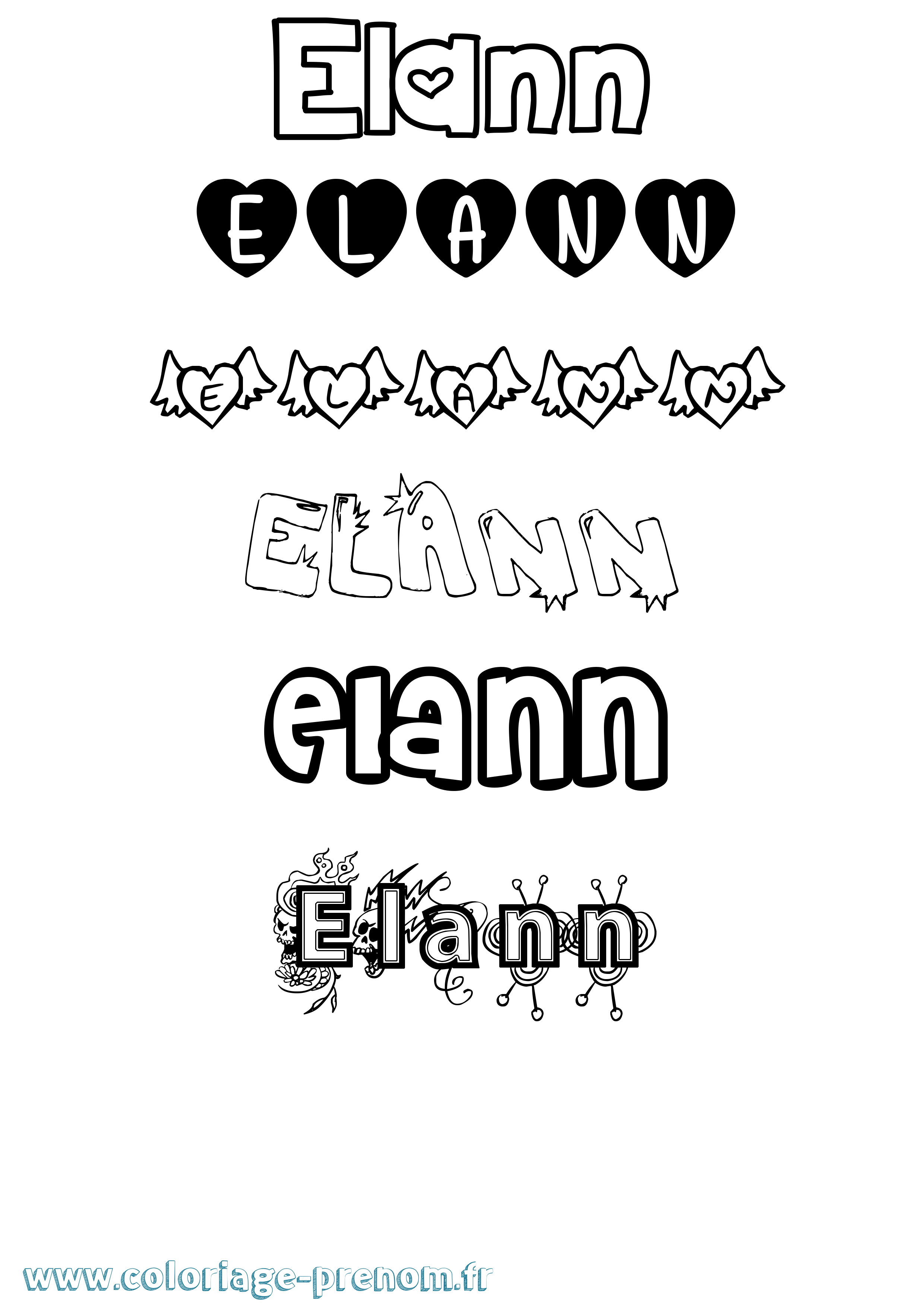 Coloriage Elann Girly Coloriage prénom Elann Girly