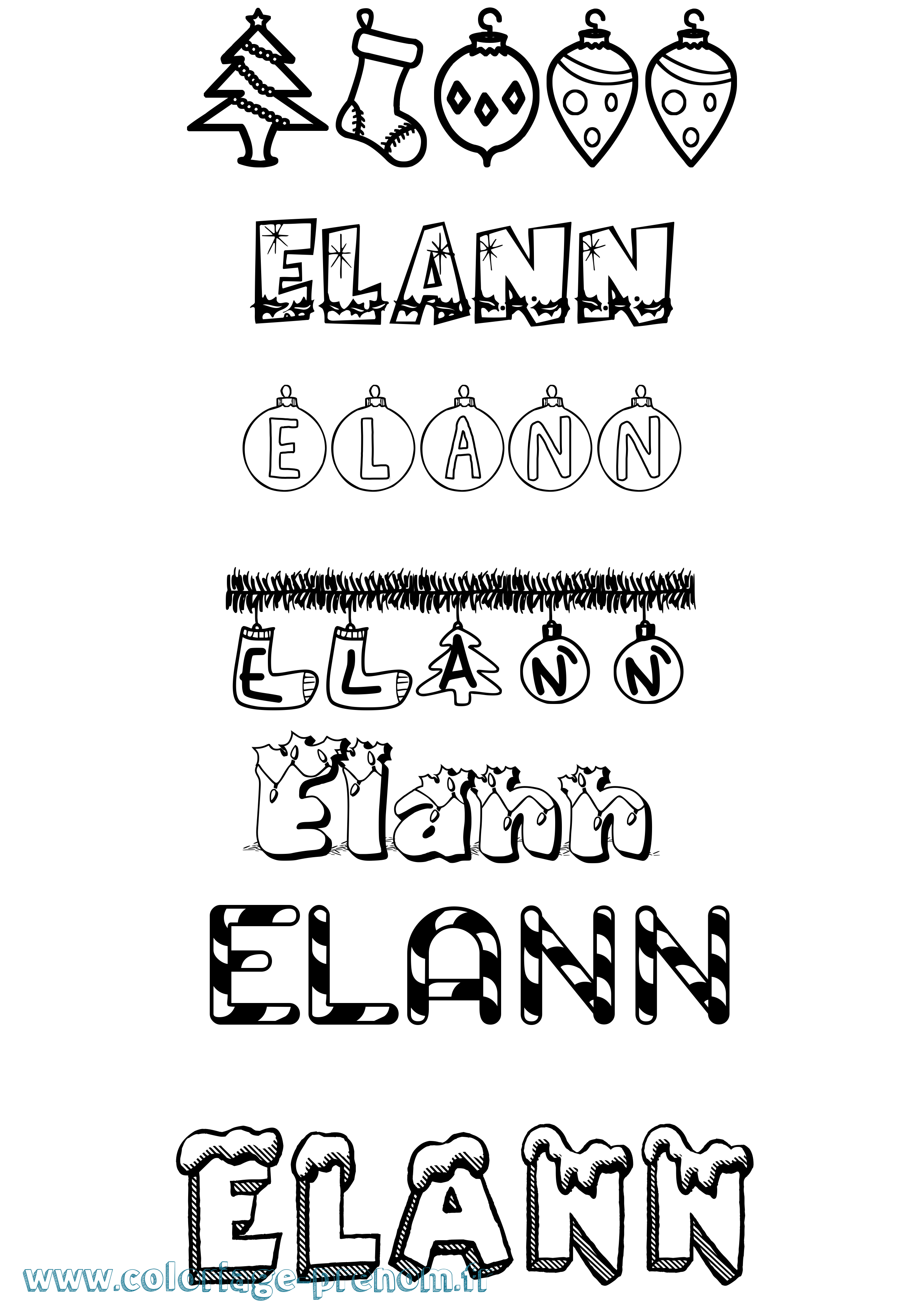 Coloriage Elann Noël Coloriage prénom Elann Noël