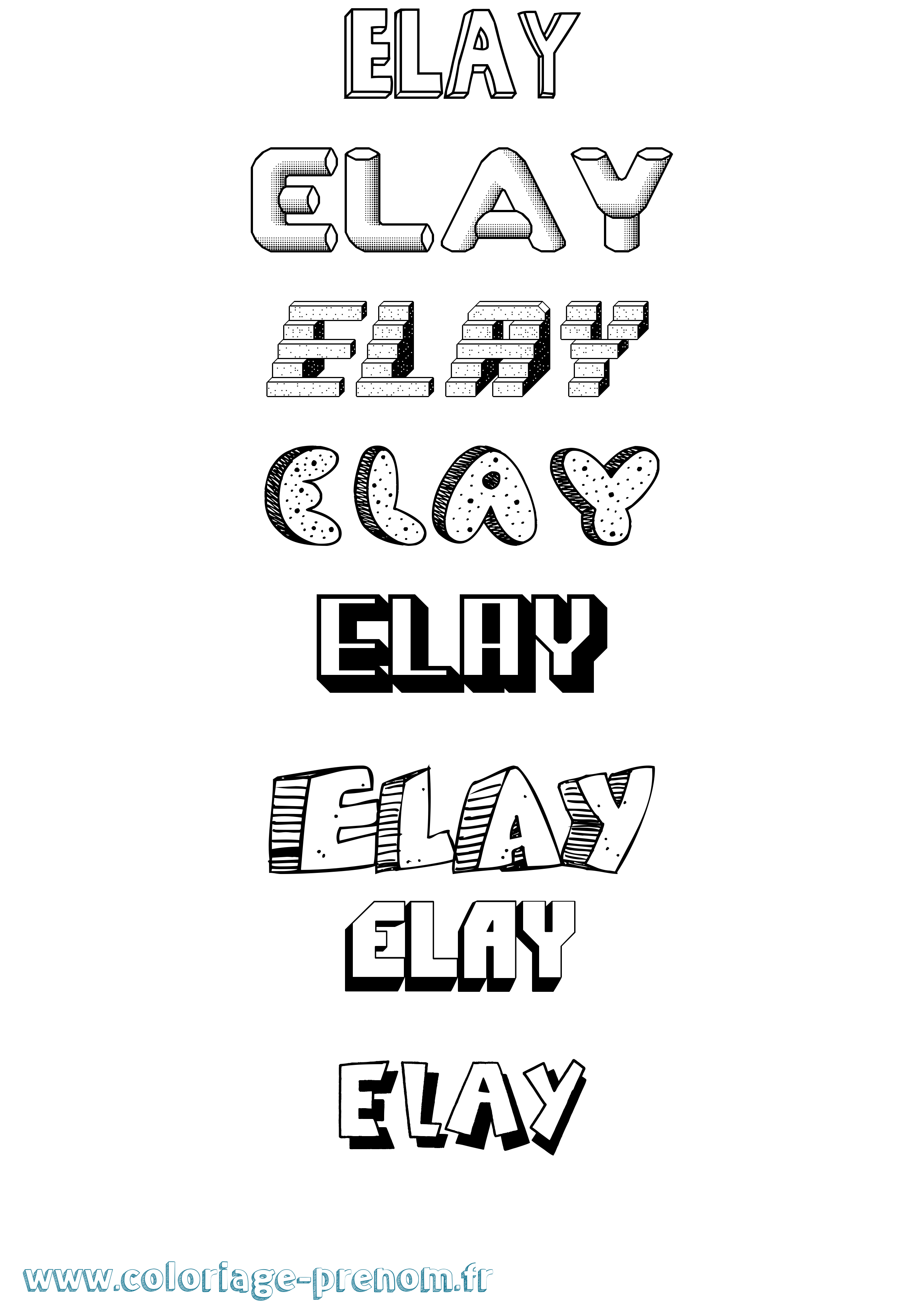 Coloriage Elay Effet 3D Coloriage prénom Elay Effet 3D
