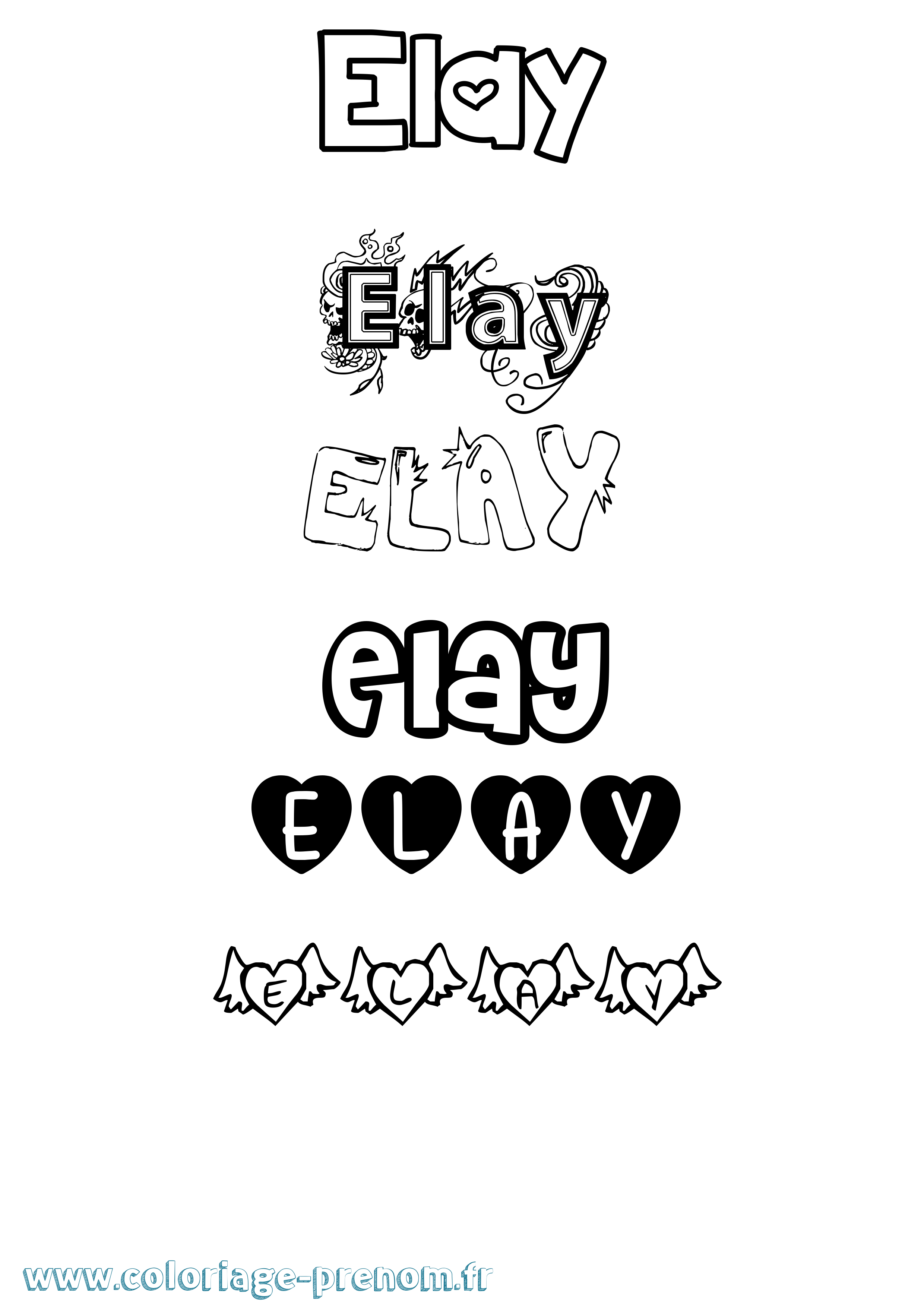 Coloriage Elay Girly Coloriage prénom Elay Girly