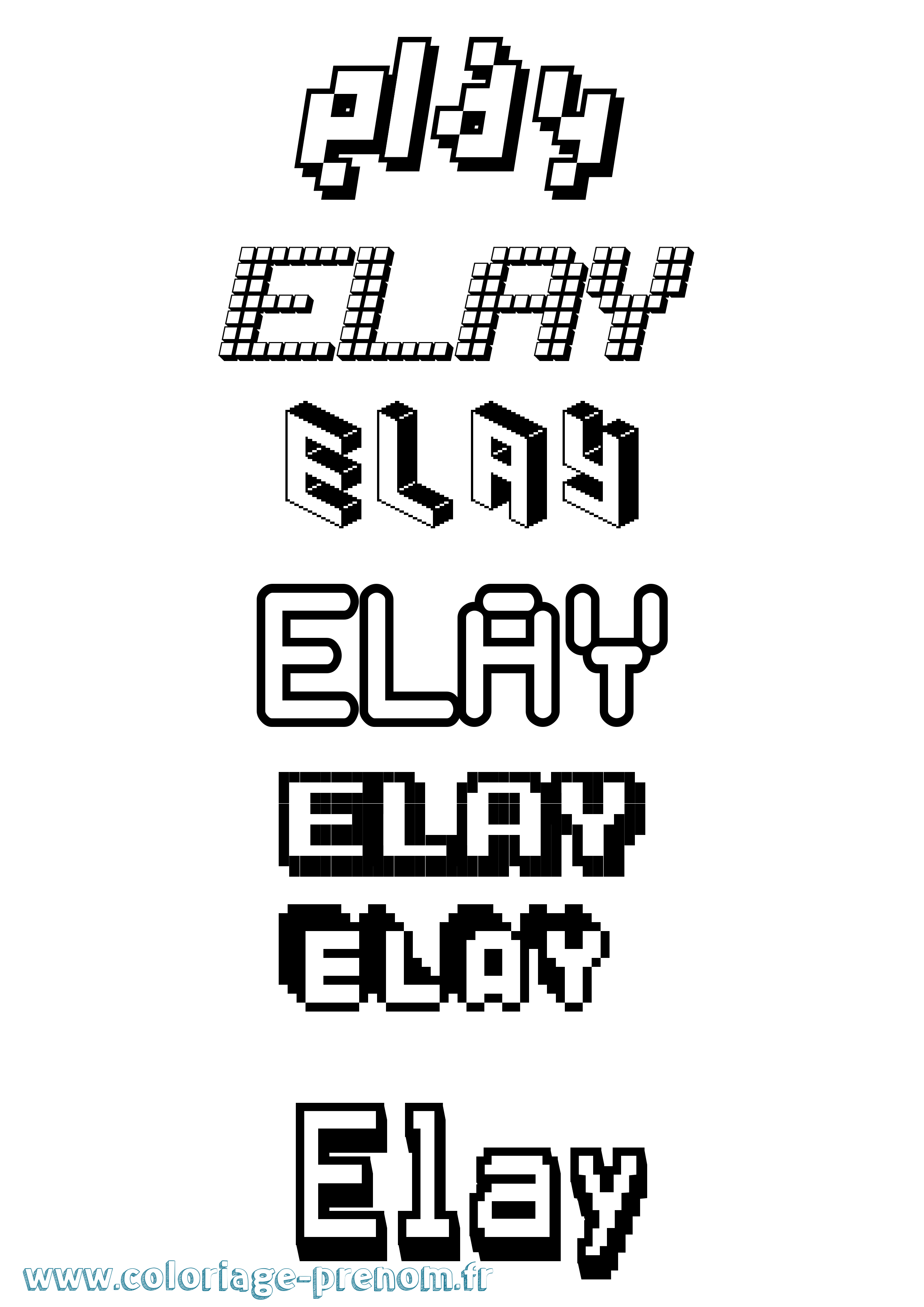 Coloriage Elay Pixel Coloriage prénom Elay Pixel