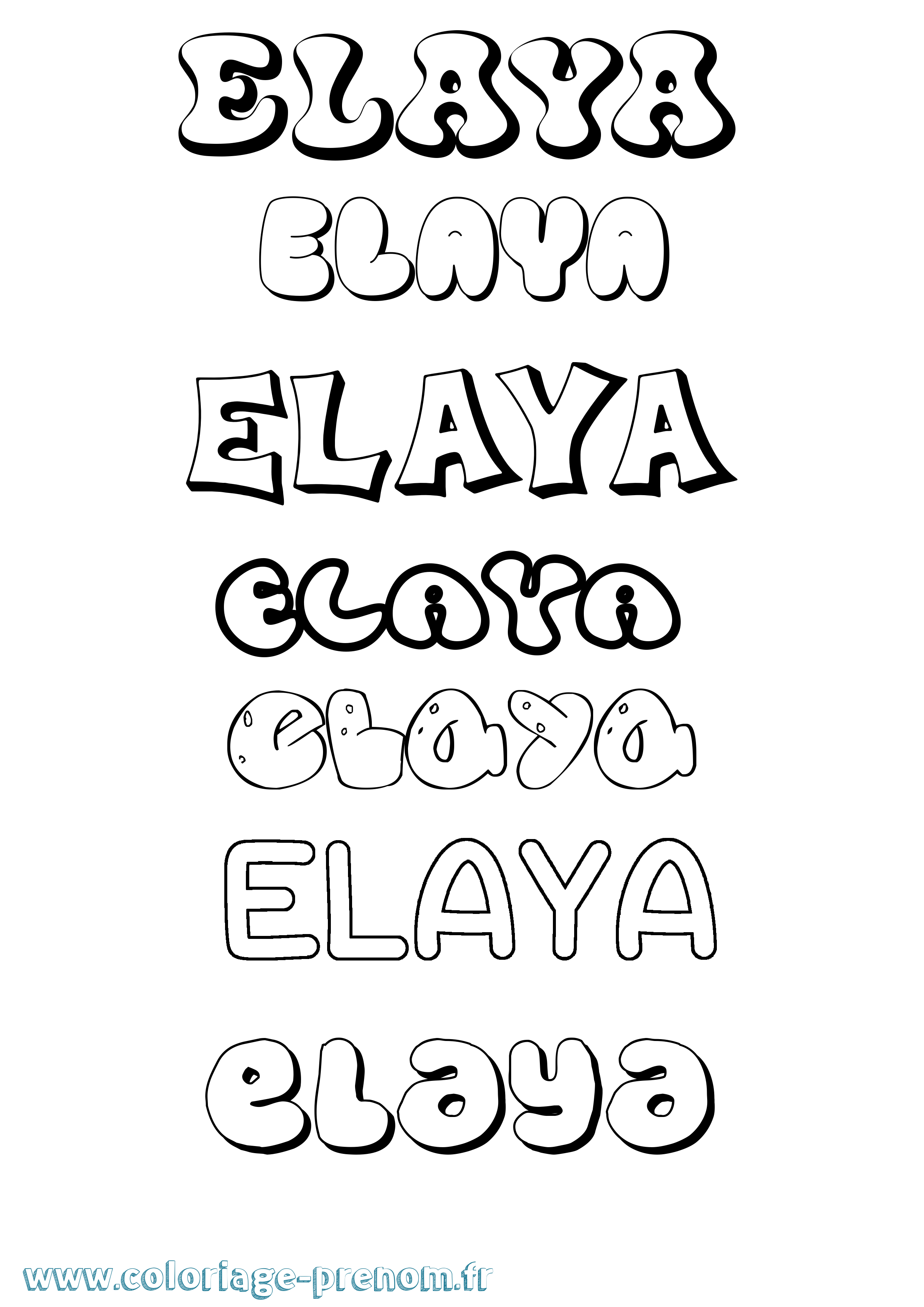 Coloriage Elaya Bubble Coloriage prénom Elaya Bubble