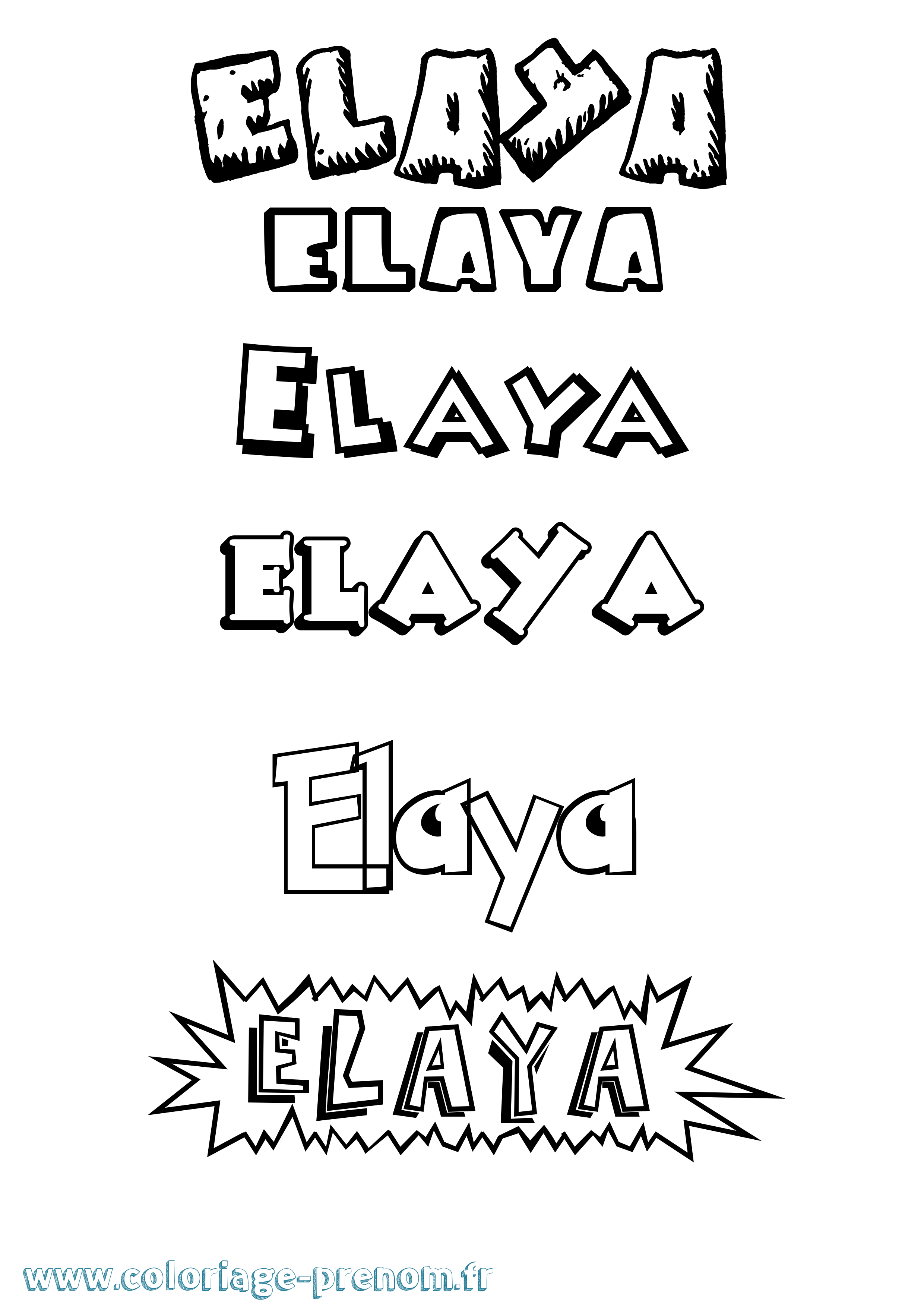 Coloriage Elaya Dessin Animé Coloriage prénom Elaya Dessin Animé