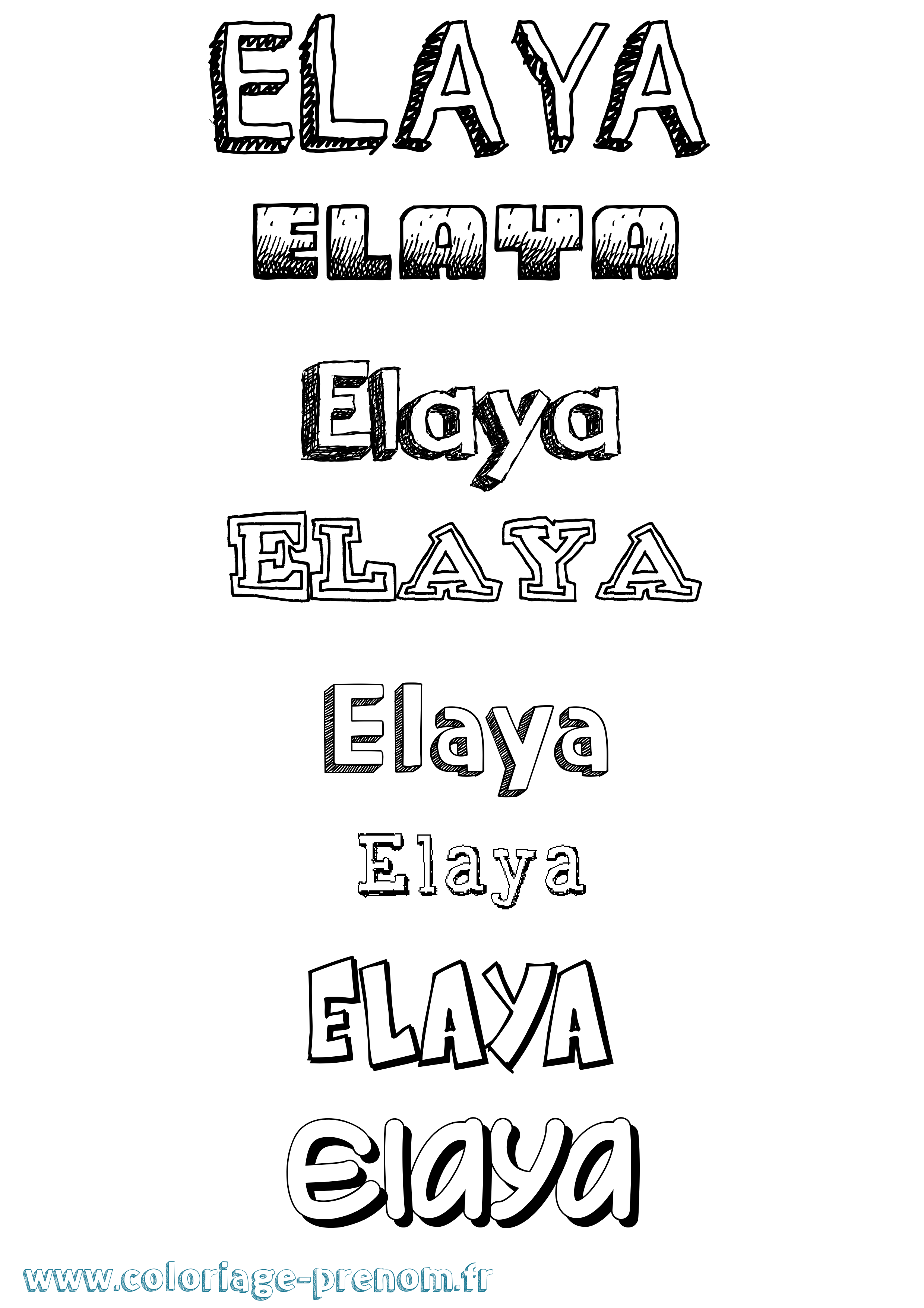 Coloriage Elaya Dessiné Coloriage prénom Elaya Dessiné