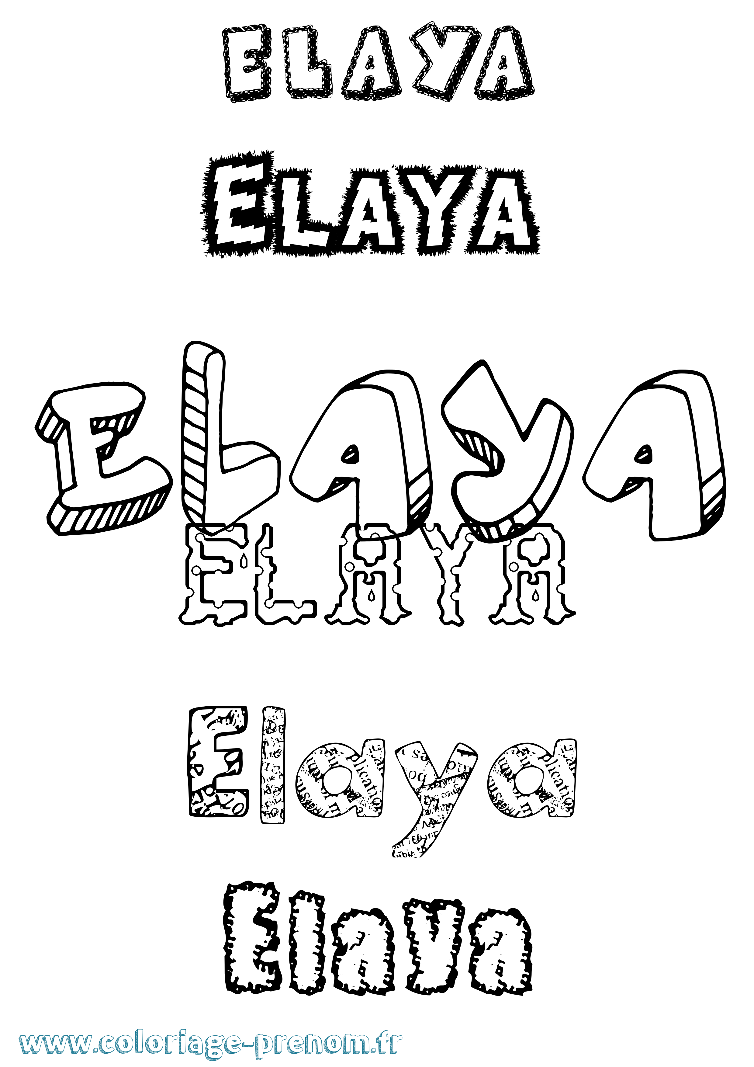 Coloriage Elaya Destructuré Coloriage prénom Elaya Destructuré